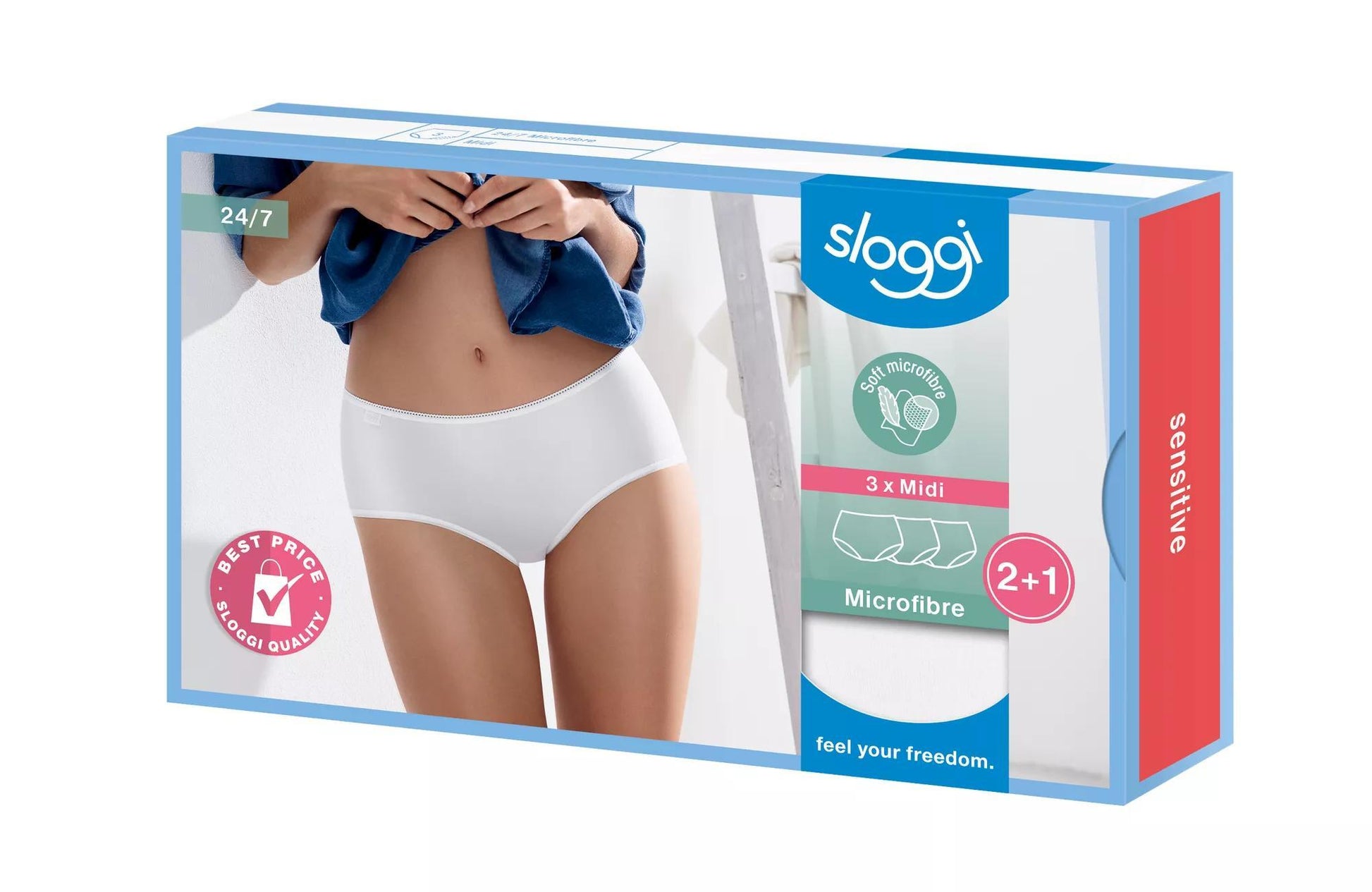 sloggi 24/7 Microfibre Midi C3P (White)