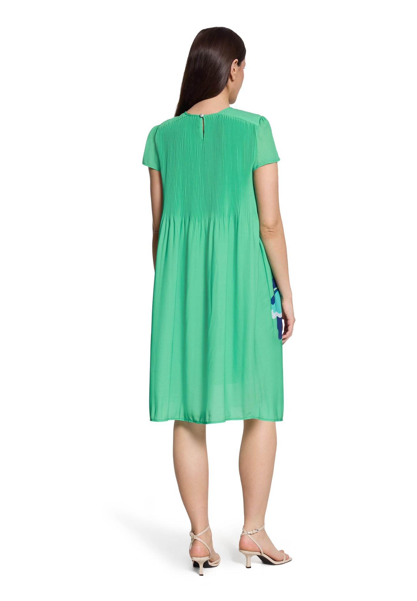 Plisseekleid (Green/cream)