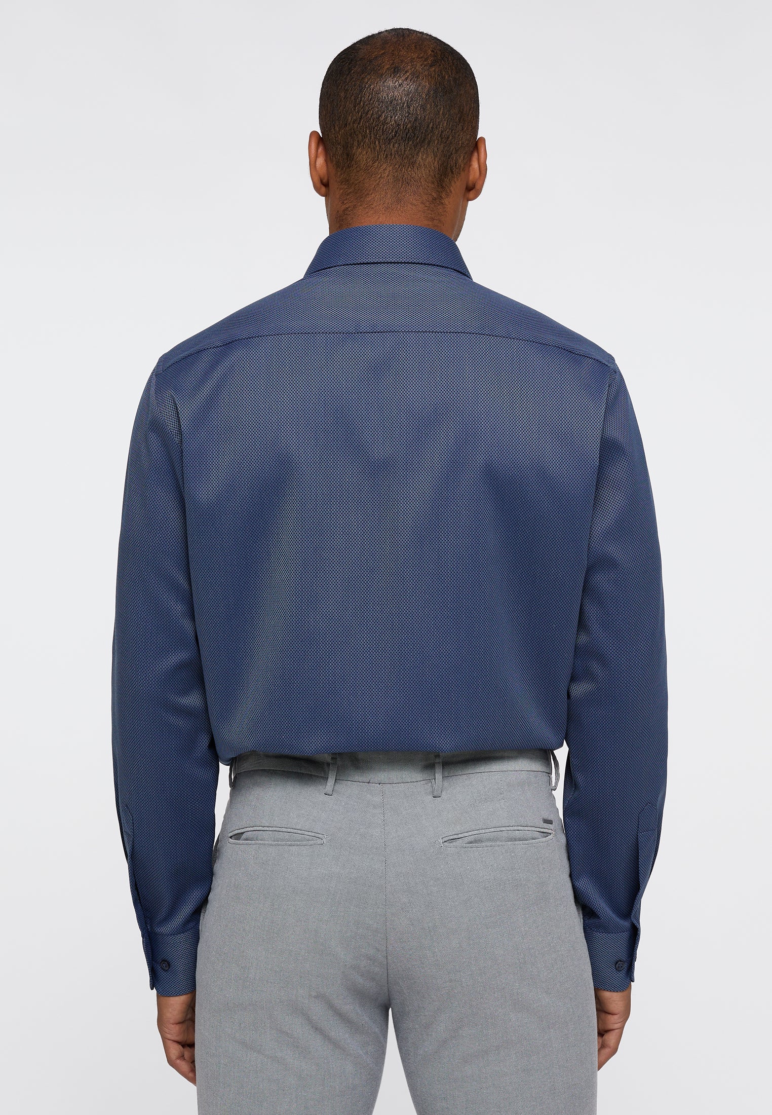 ETERNA strukturiertes Baumwoll-Hemd MODERN FIT (Marine)
