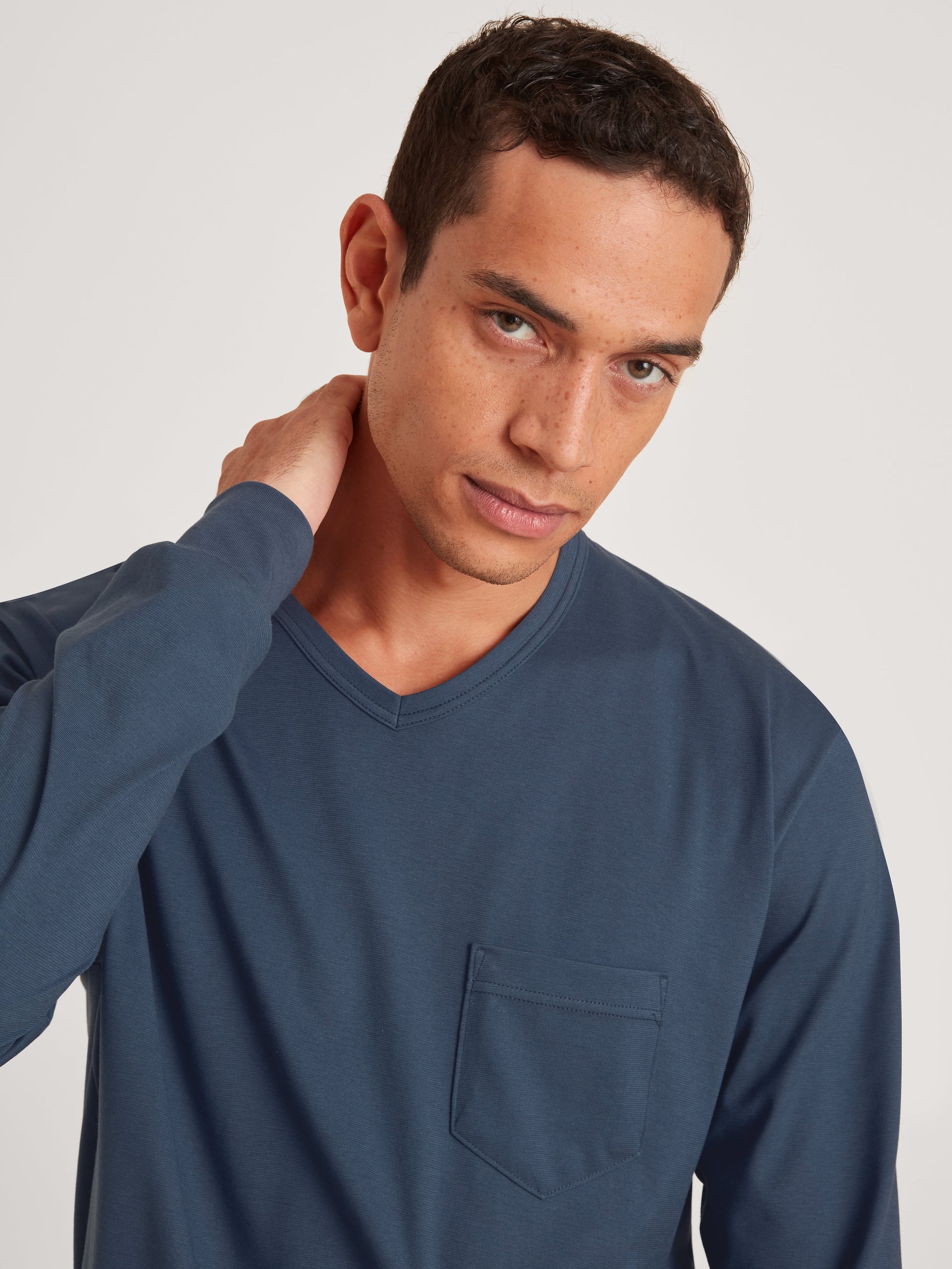 HERREN Pyjama mit Bündchen (Saragossa Blue)