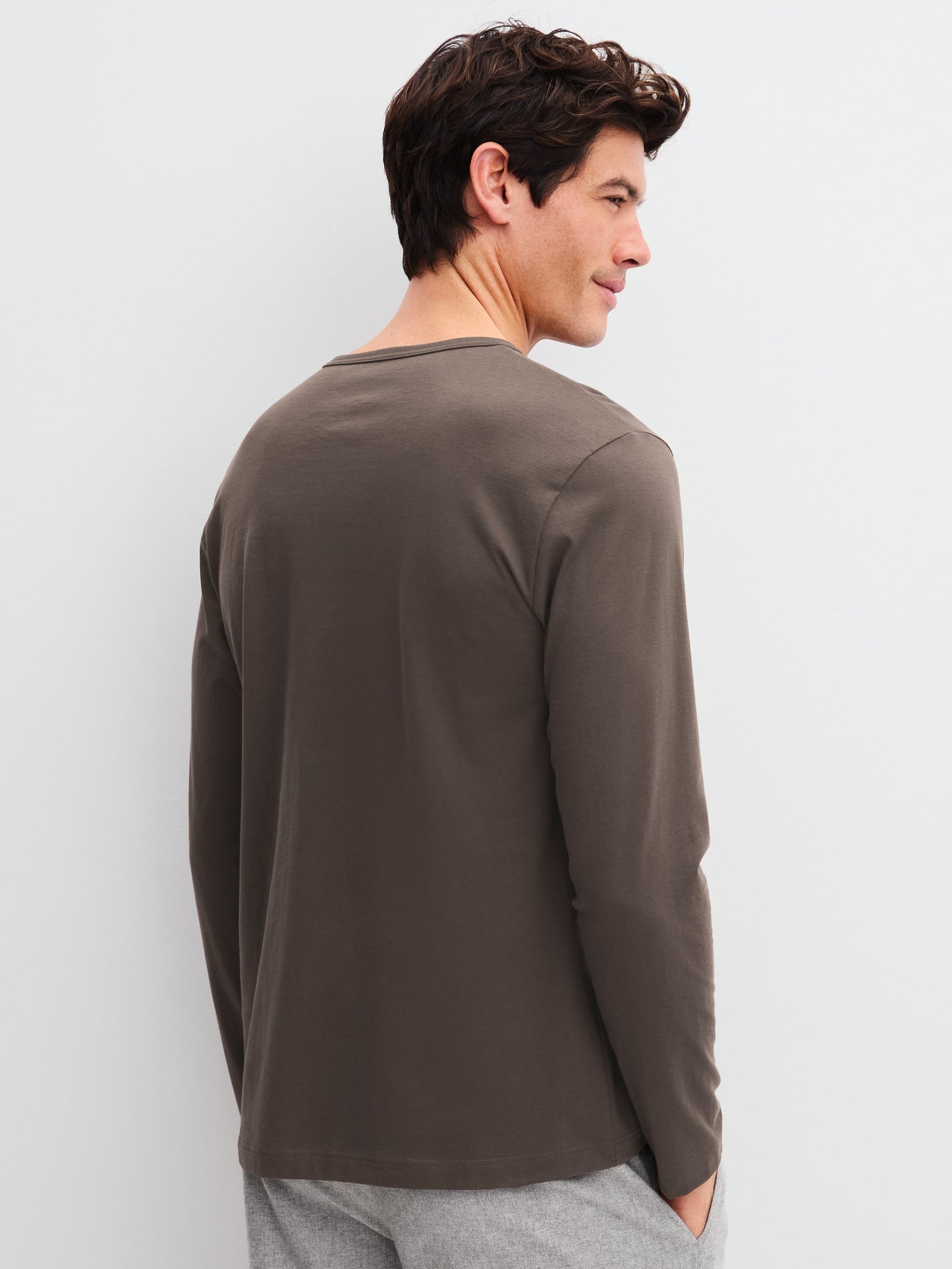 HERREN Shirt langarm (Choco Brown)