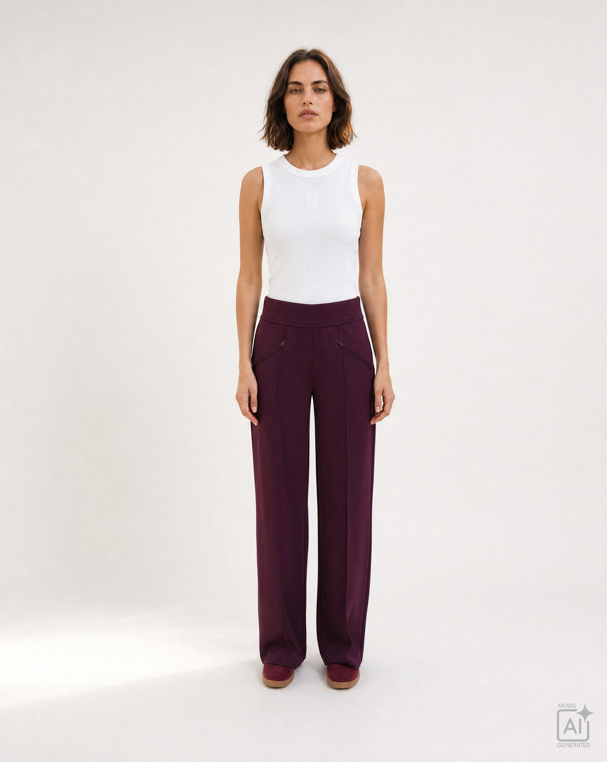 Interlock Pants With Zipped Pockets (Plum)