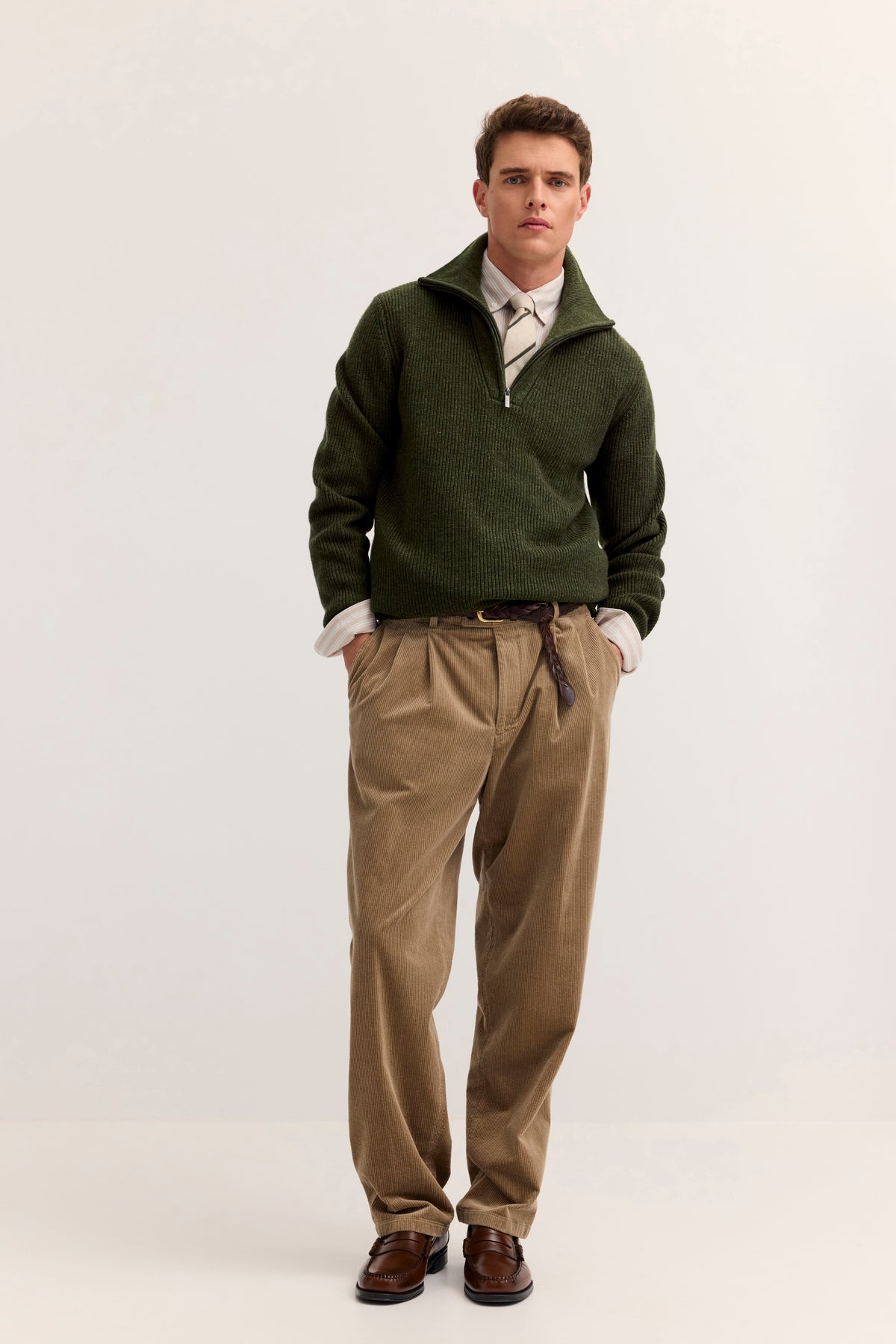 Herren Pullover 1/1 Arm (Oliv)