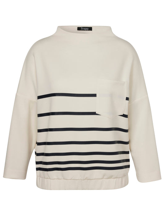 Sweatshirt Kelchkragen 1/1 Arm Druck (Butter / Navy)