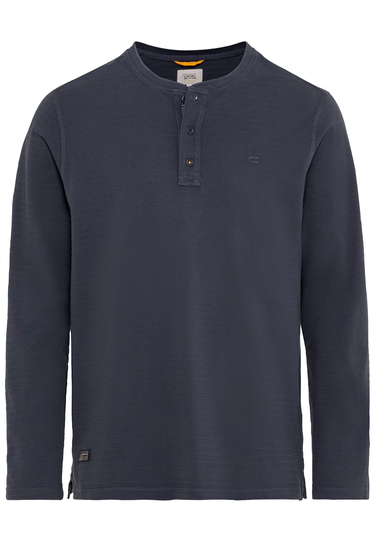 Henley Langarmshirt aus reiner Baumwolle (Night Blue)