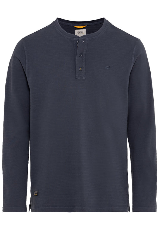 Henley Langarmshirt aus reiner Baumwolle (Night Blue)