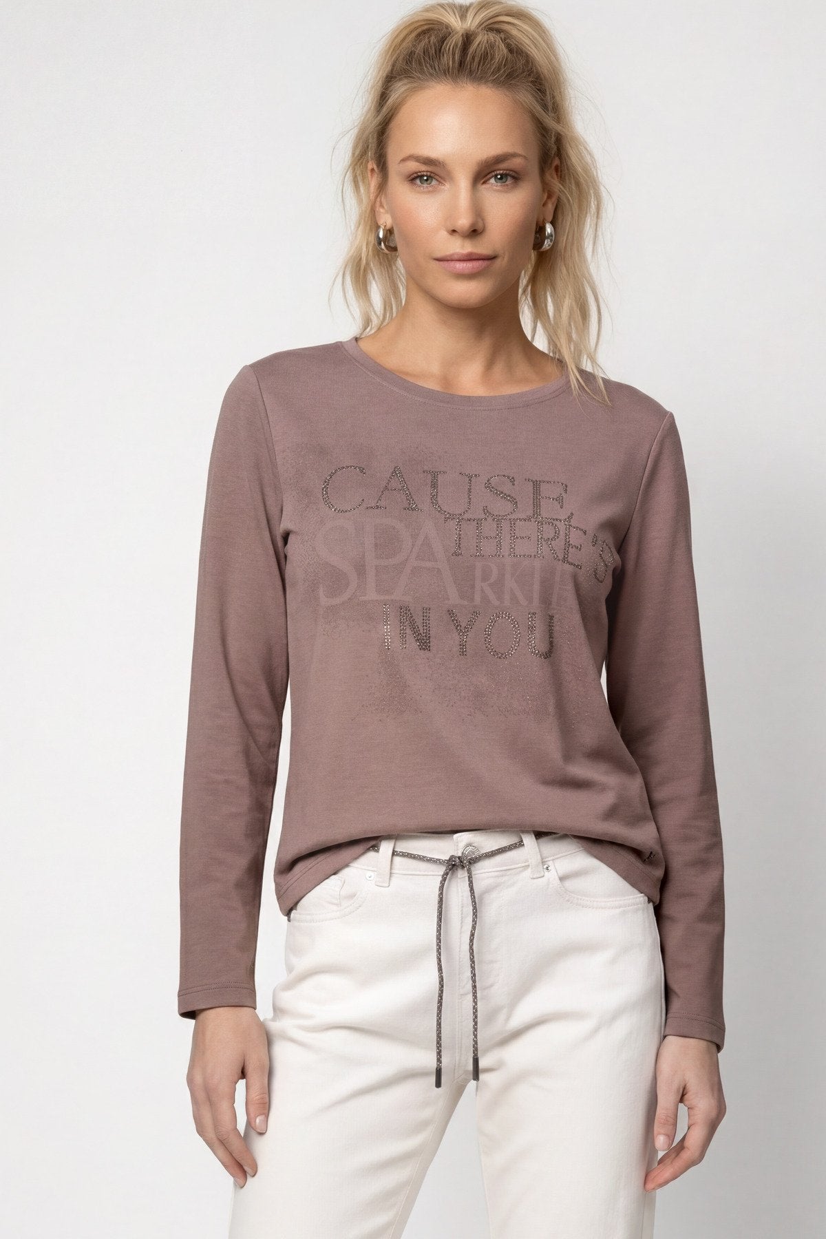 Sweatshirt mit Schmuckdetails (Taupe)