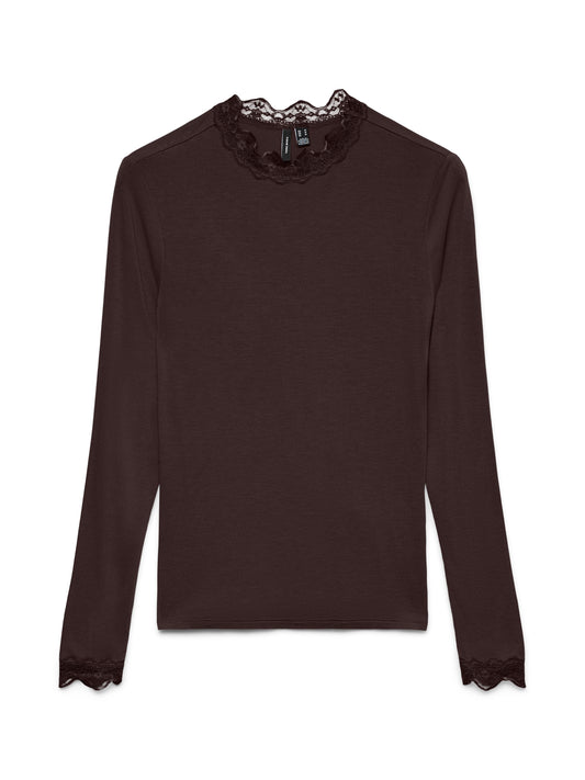 Vmrosa Ls Highneck Top Ga Jrs Noos (Chocolate Tor)