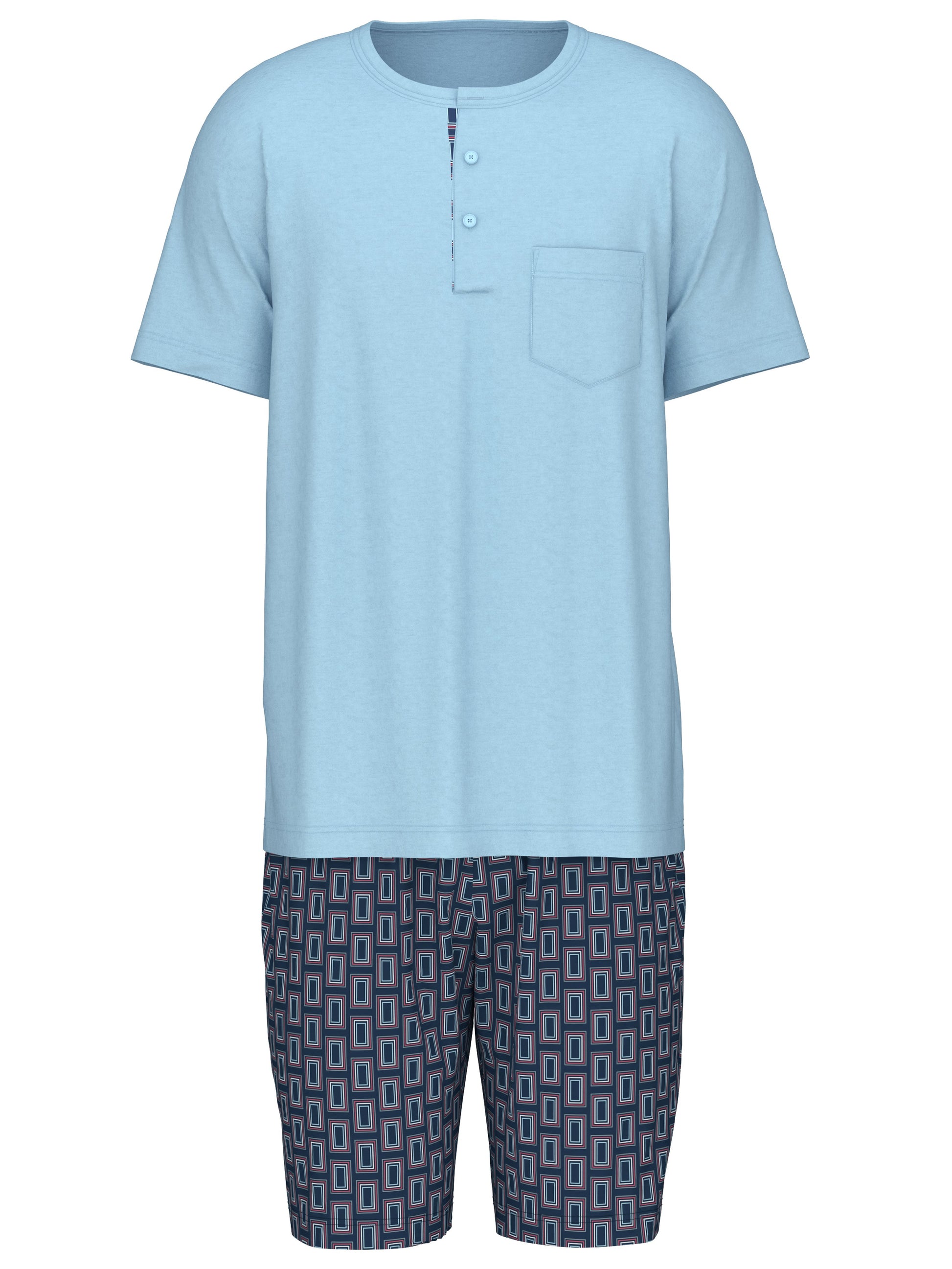 HERREN Pyjama kurz (Cascade Blue)