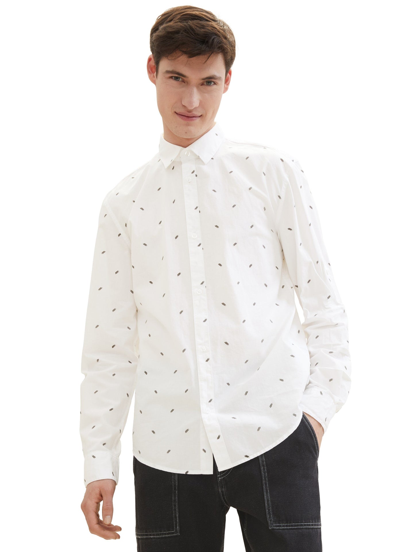 printed poplin shirt (White Black Mi)