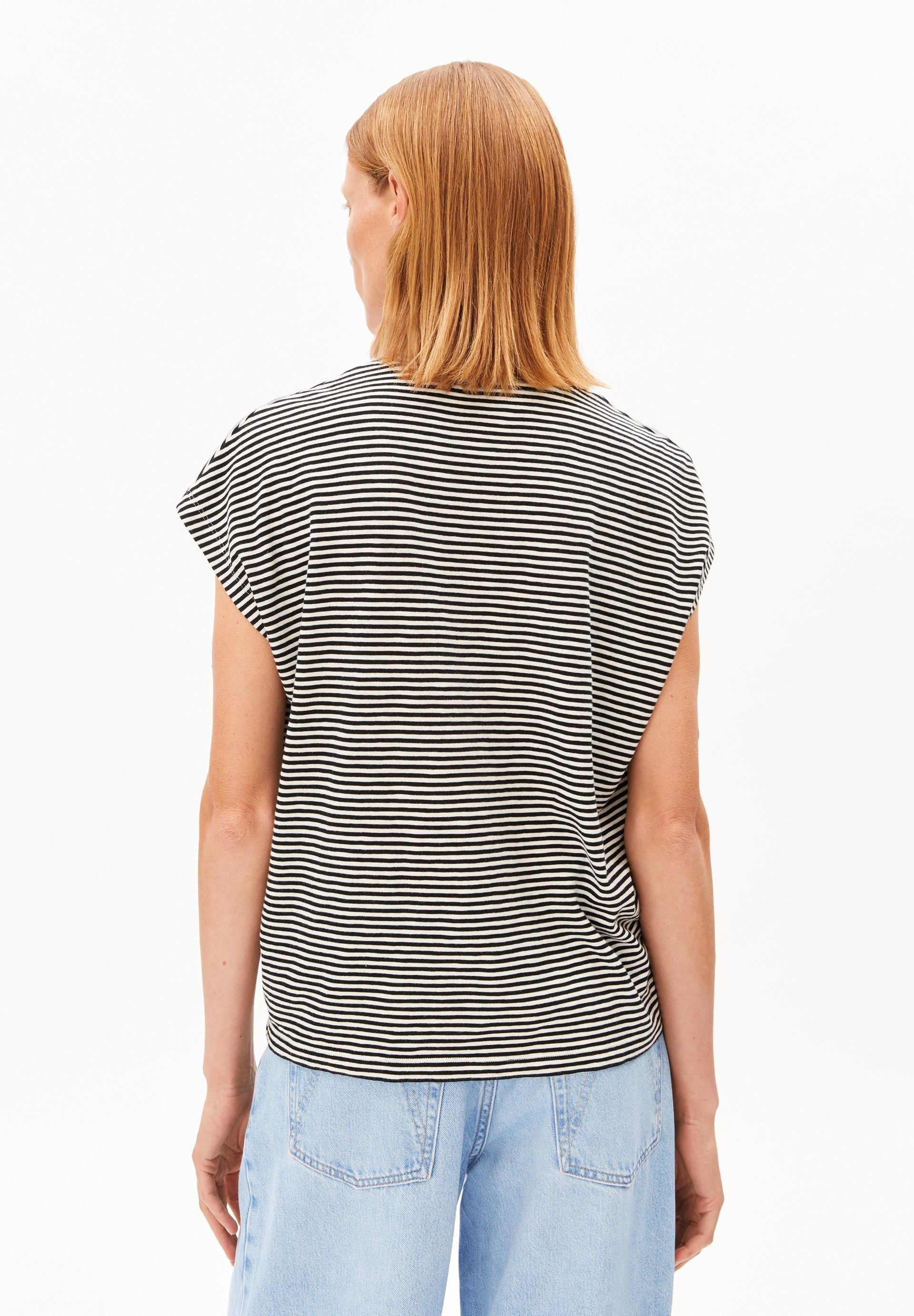 Gestreiftes Jersey T-shirt (Black-oatmilk)