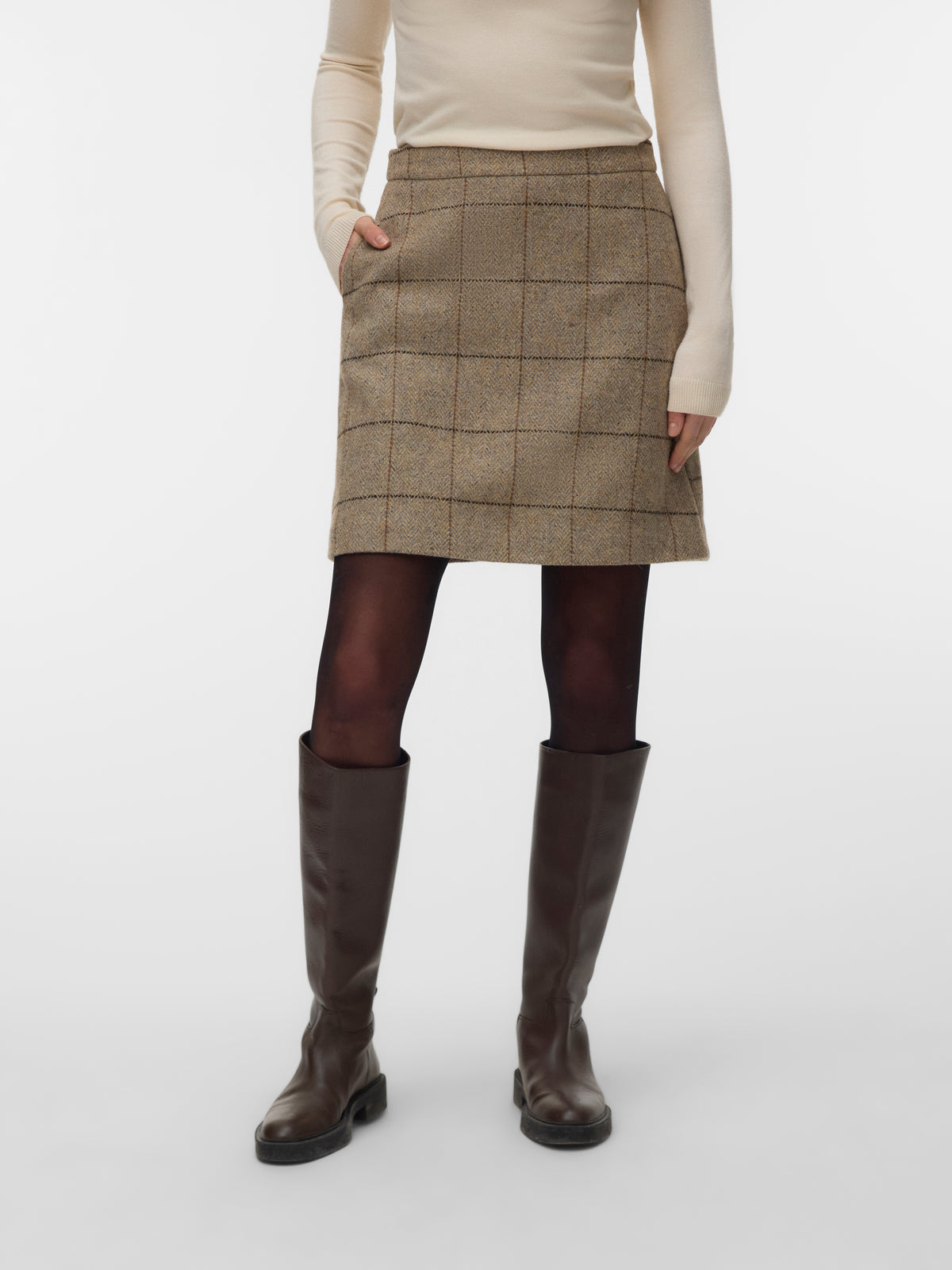 Vmgemma Hw Above Knee Wool Blend Skirt (Light Grey)