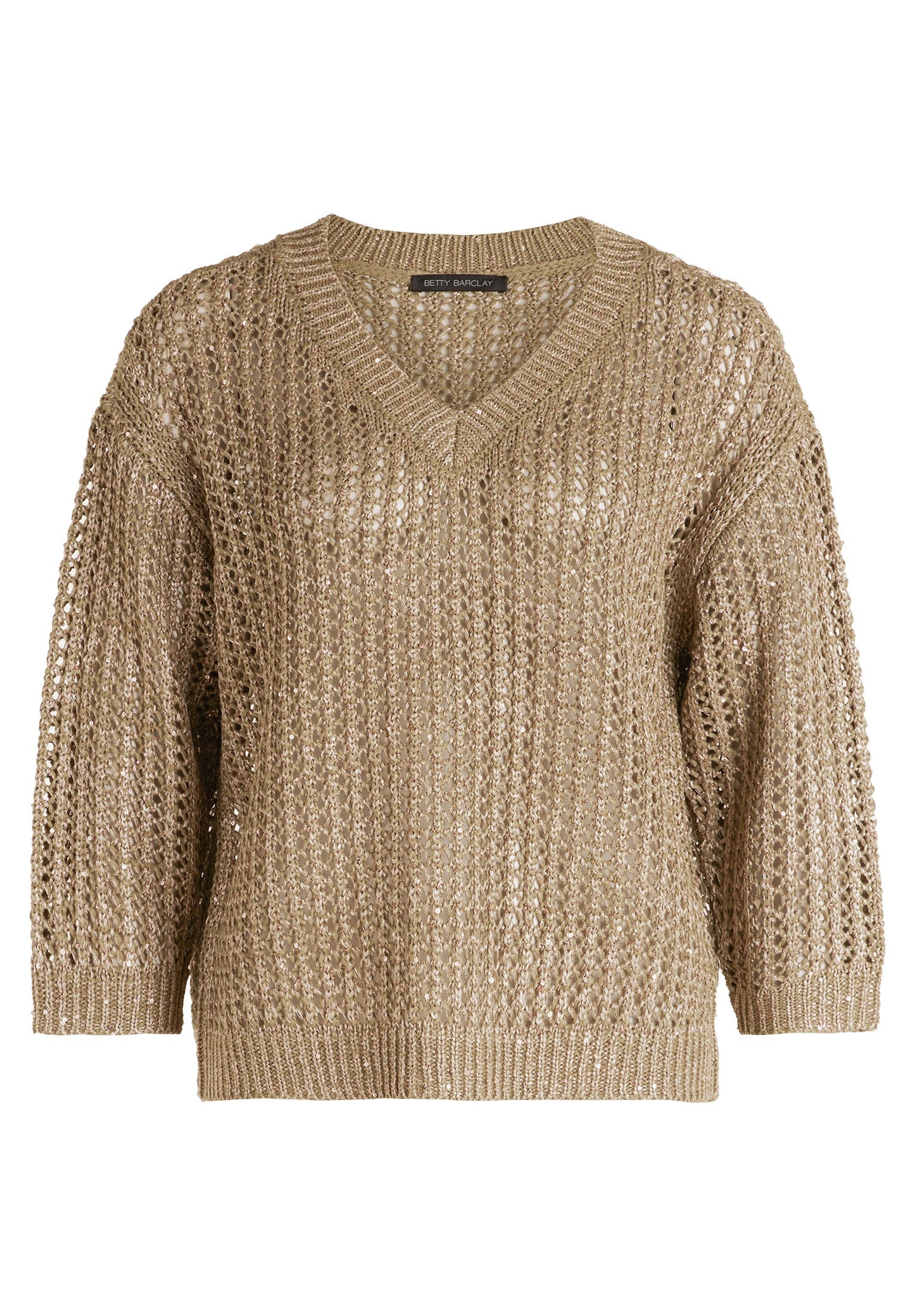 Lochstrick-Pullover (Soft Olive)