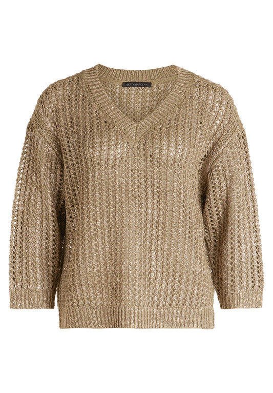 Lochstrick-Pullover (Soft Olive)