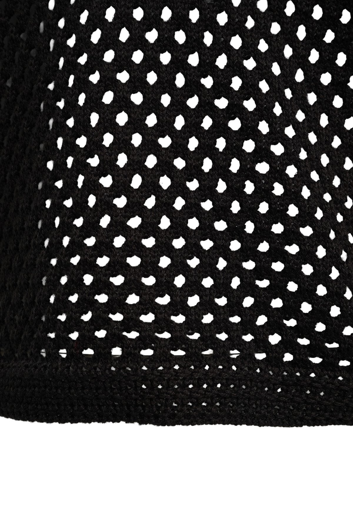 Crochet Polo Collar Pullover (Dark Choc)