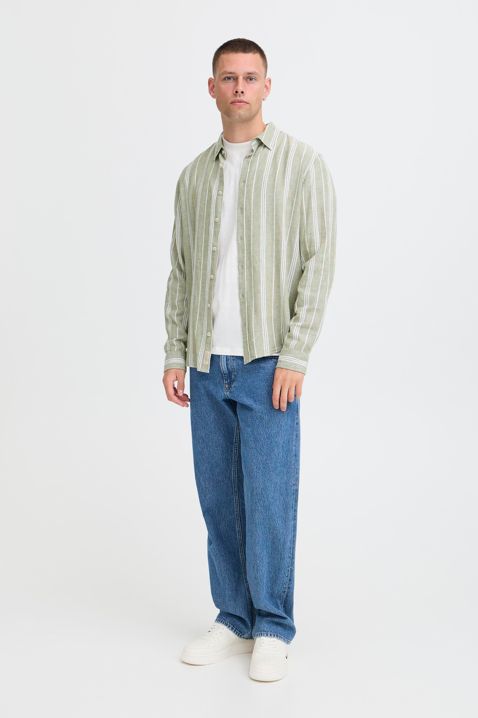 Bhbobby Linen Stripe (Oil Green)