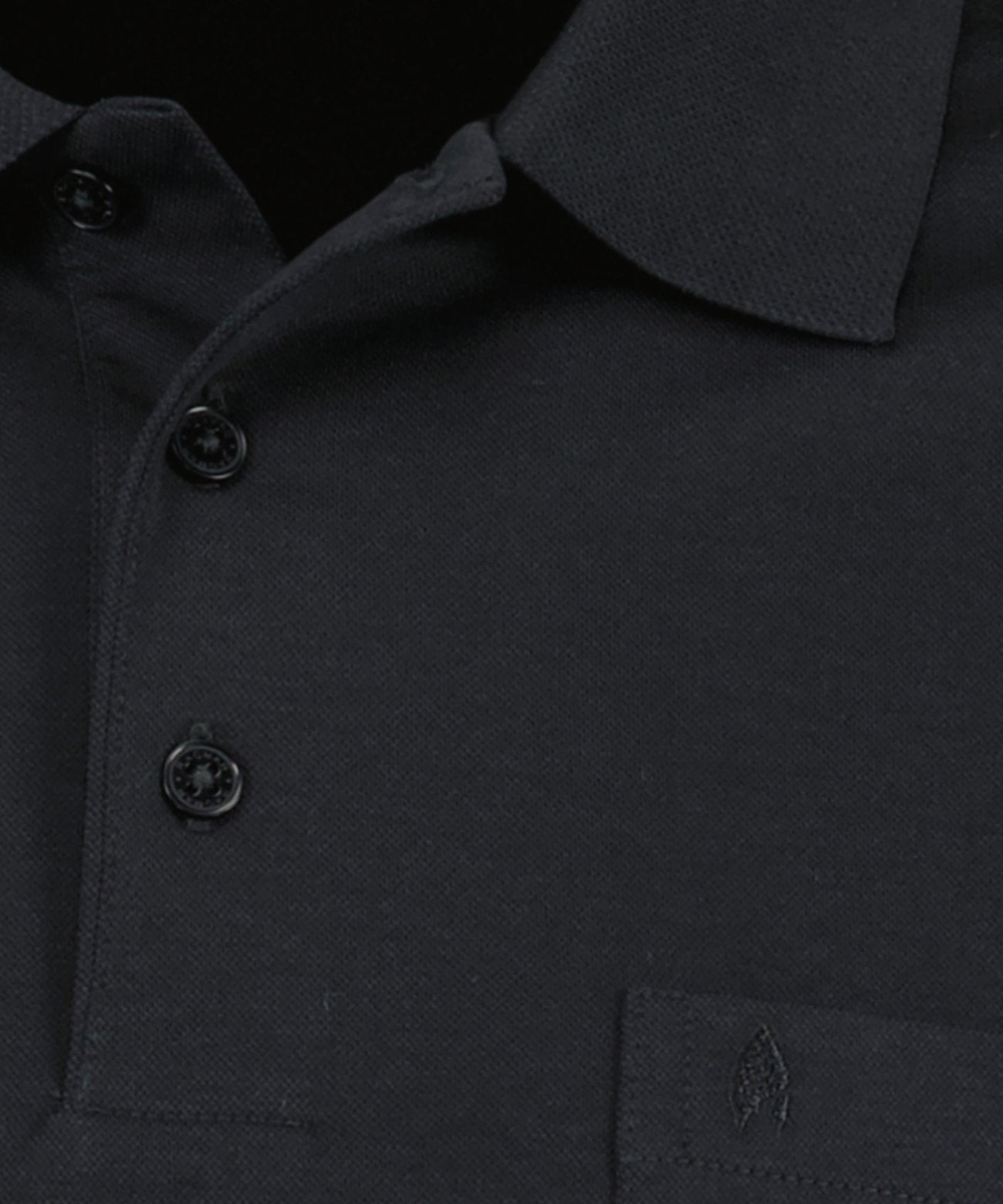Softknit-Polo mit Brusttasche, Langarm (Schwarz)