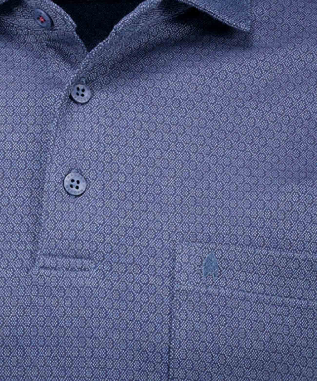 Softknit-Poloshirt Jacquard, Velvet Touch (Jeans)
