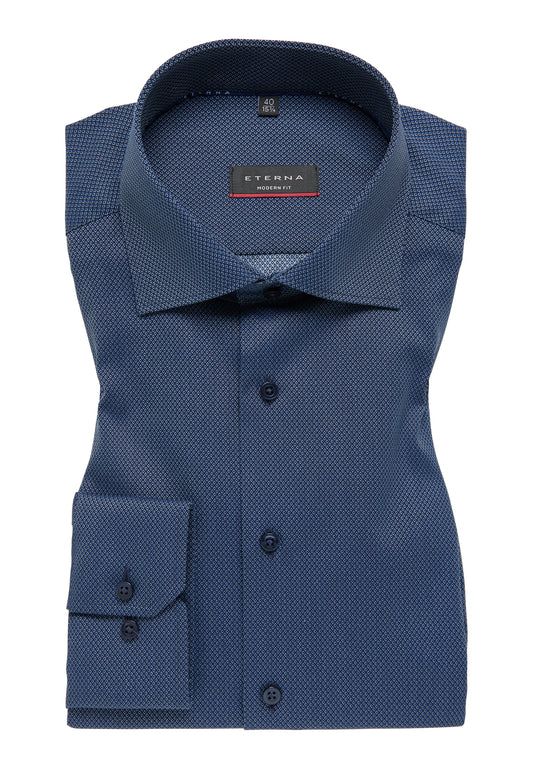 ETERNA strukturiertes Baumwoll-Hemd MODERN FIT (Marine)