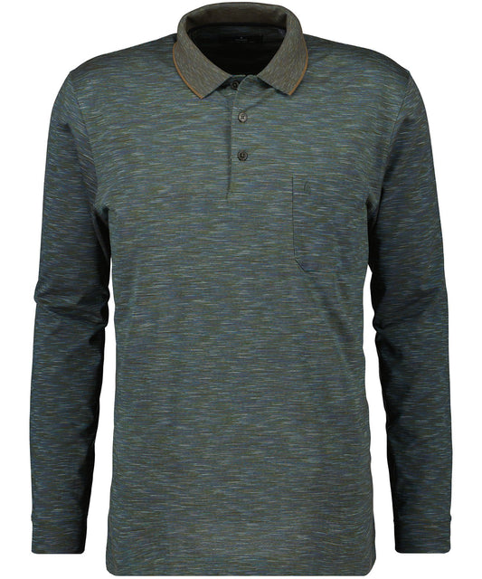 Softknit Jersey-Polo gestreift, Langarm (Dark Taupe)