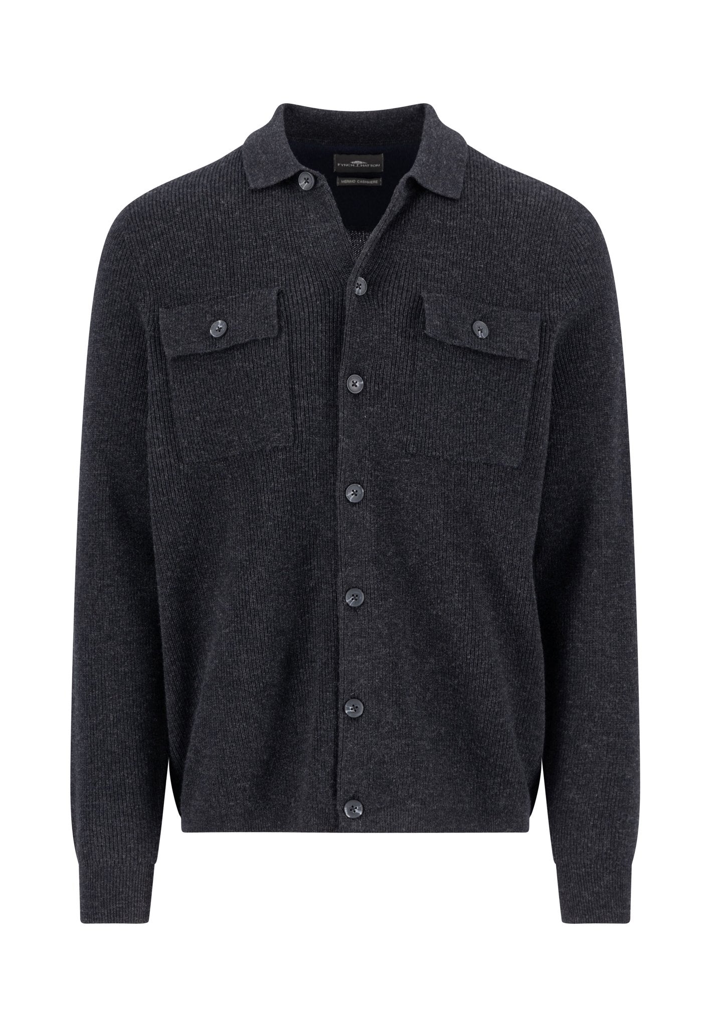 Buttoned Cardigan, Merino Cashmere (Charcoal)