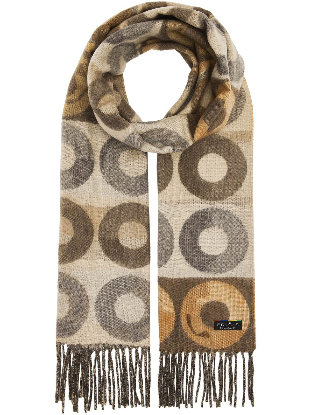 Polyacryl Schal Cashmink-Schal mit geometrischem Kreis-Design (Soft Beige)