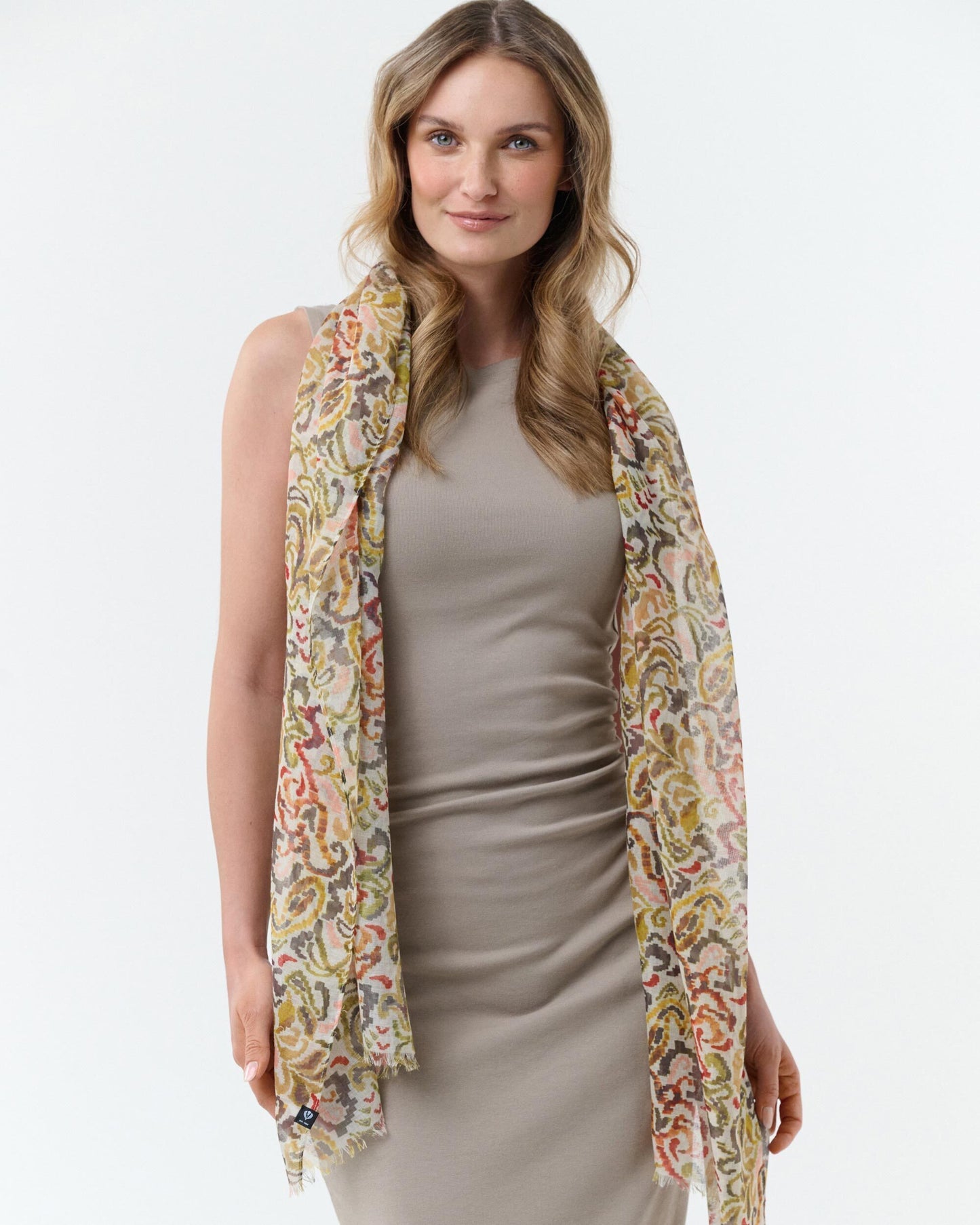 Schal Sustainability Edition - Schal mit abstrahiertem Paisley-Muster (Khaki)