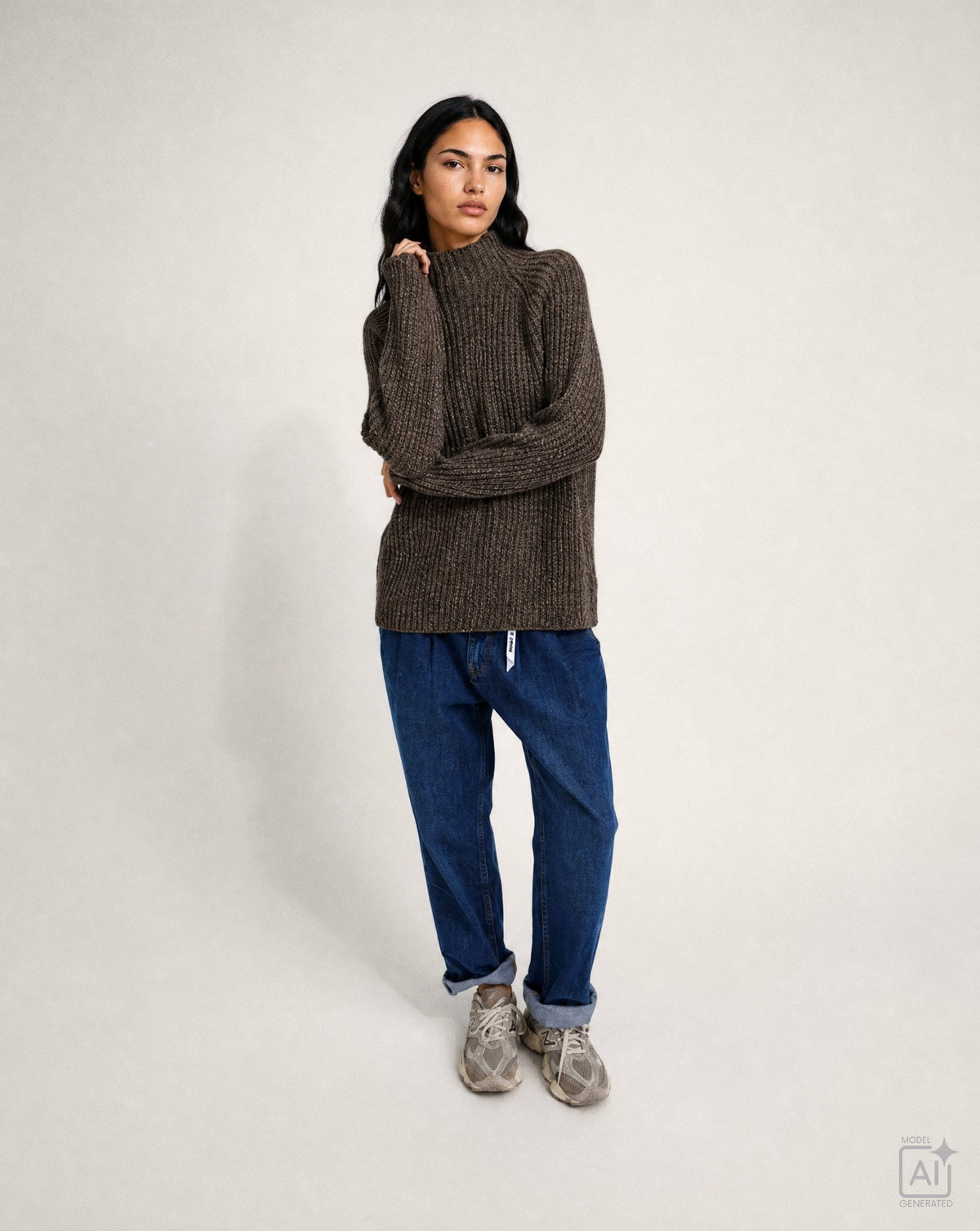 High Collar Pullover (Dark Choc Print)