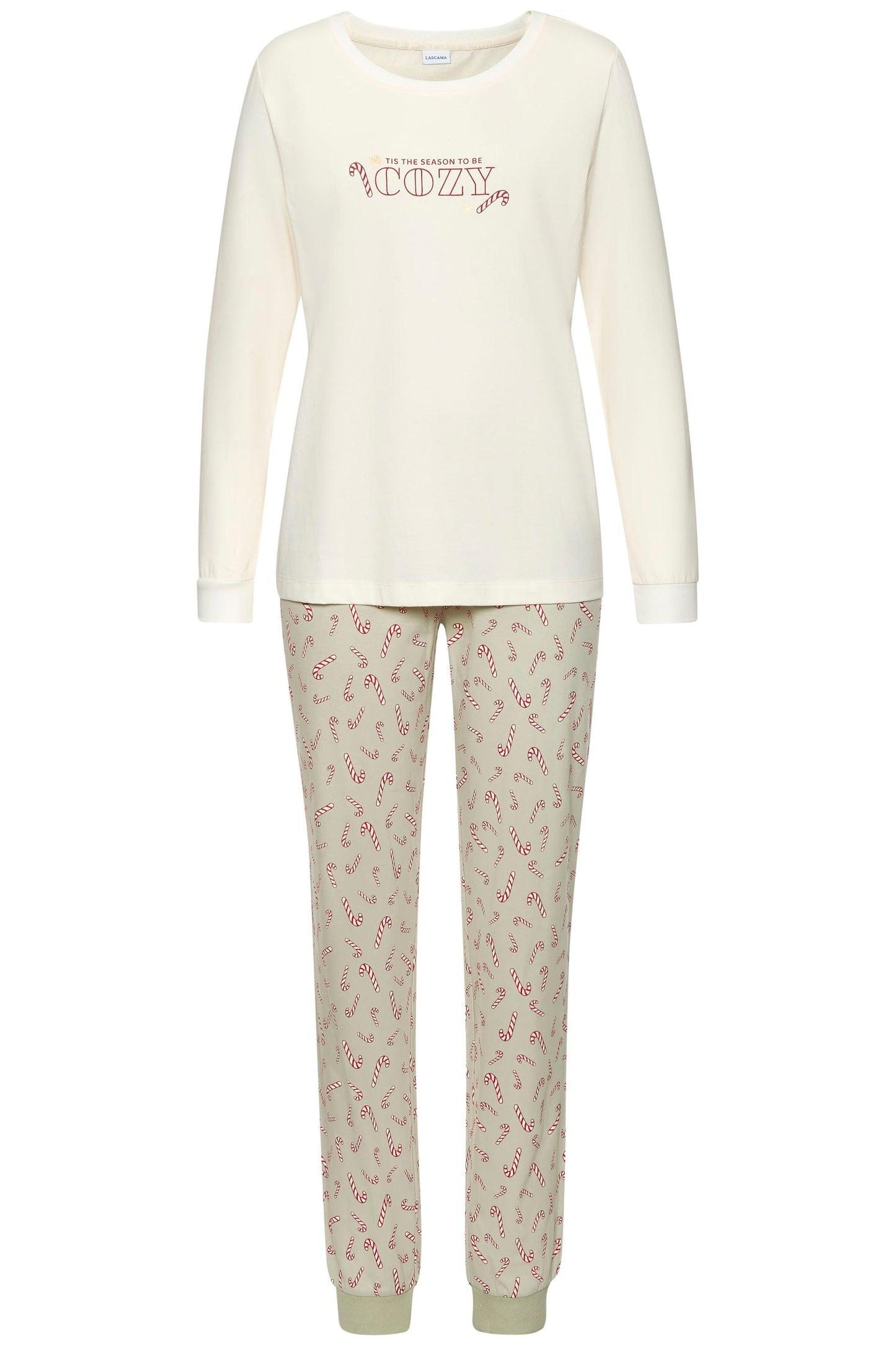 LASCANA LAS XMas solid PJ (Green Aop)