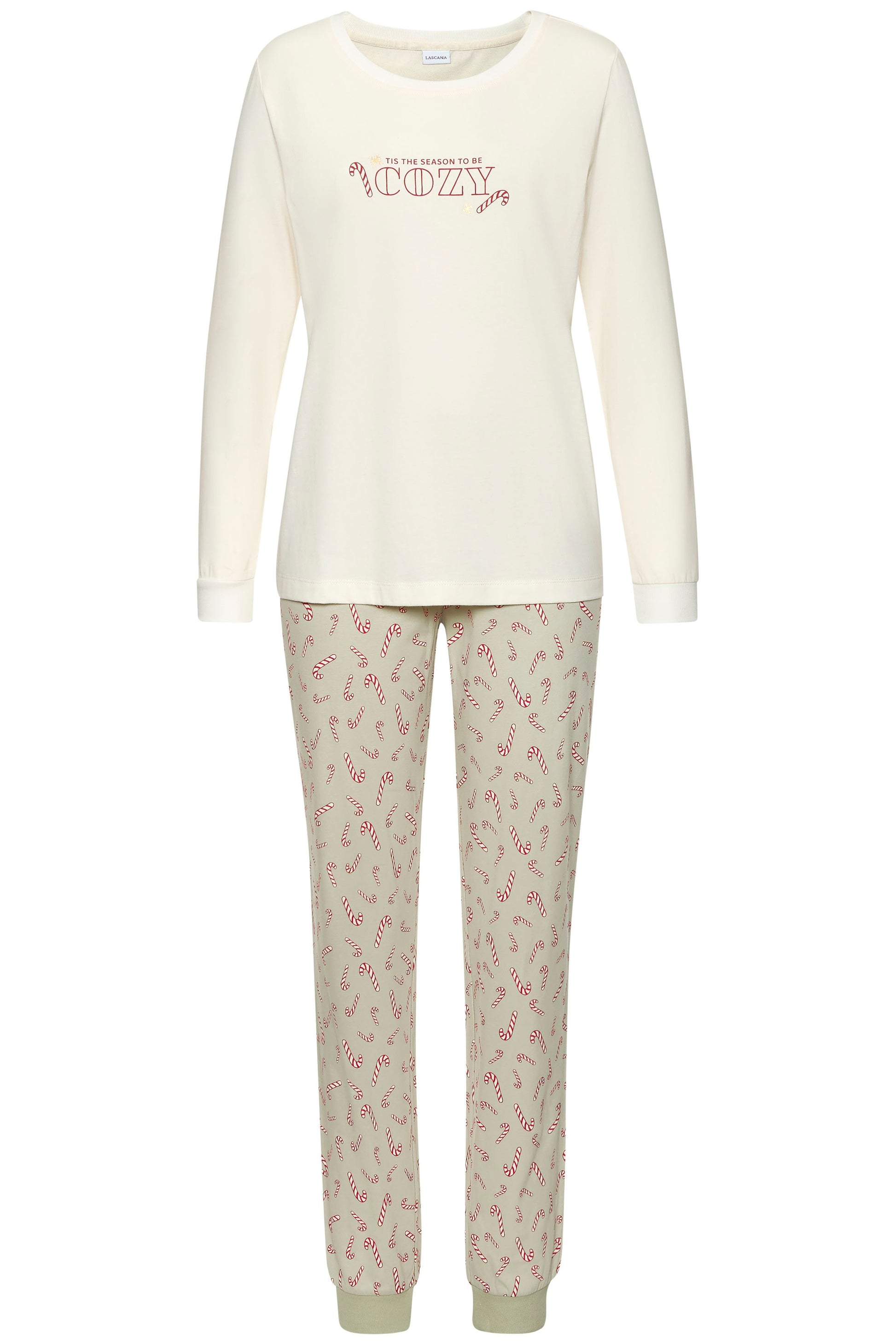 LASCANA LAS XMas solid PJ (Green Aop)