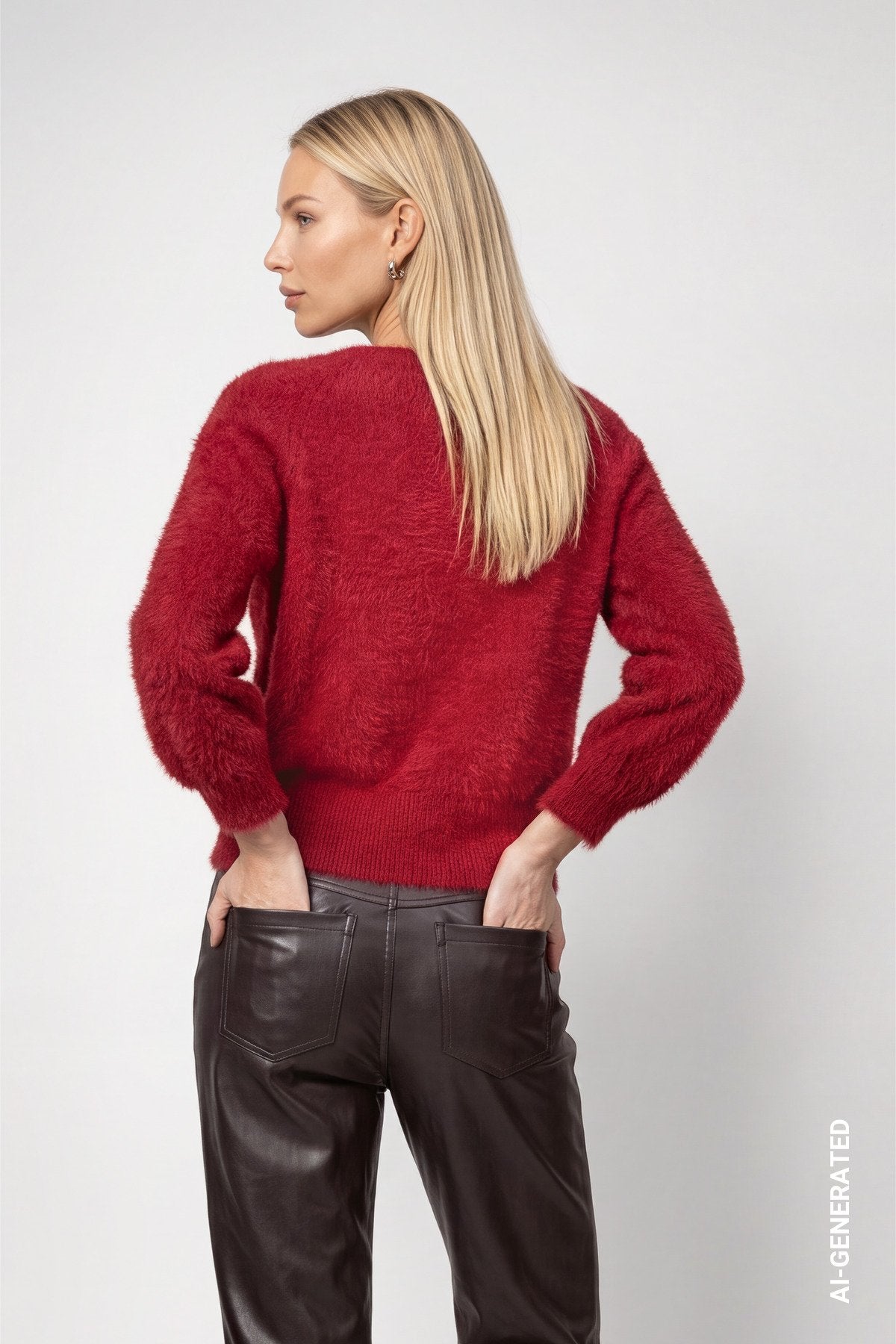 Strickpullover mit Plüsch (Red Dahlia)