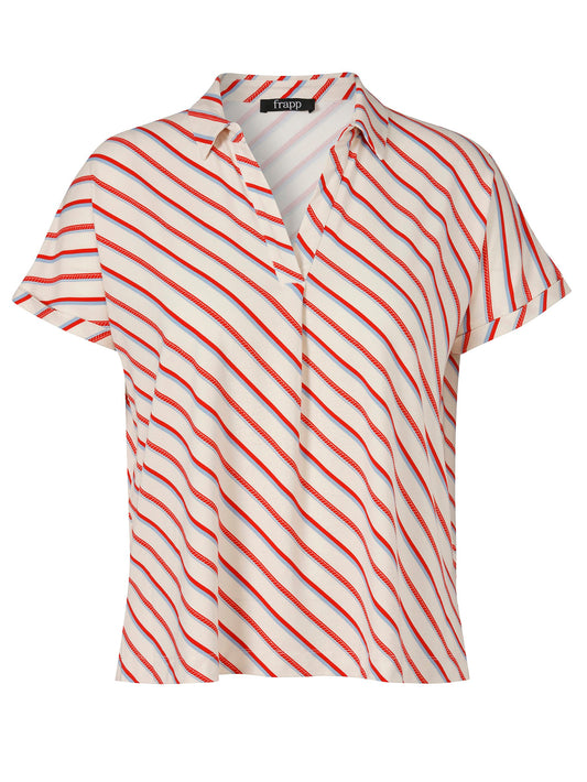 Bluse Kragen ohne Arm Druck (Butter Multicolo)