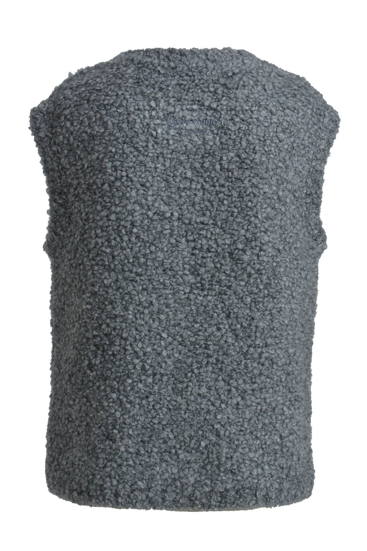 BouclÃ© Knit Vest with Buttons (Grey Melange)