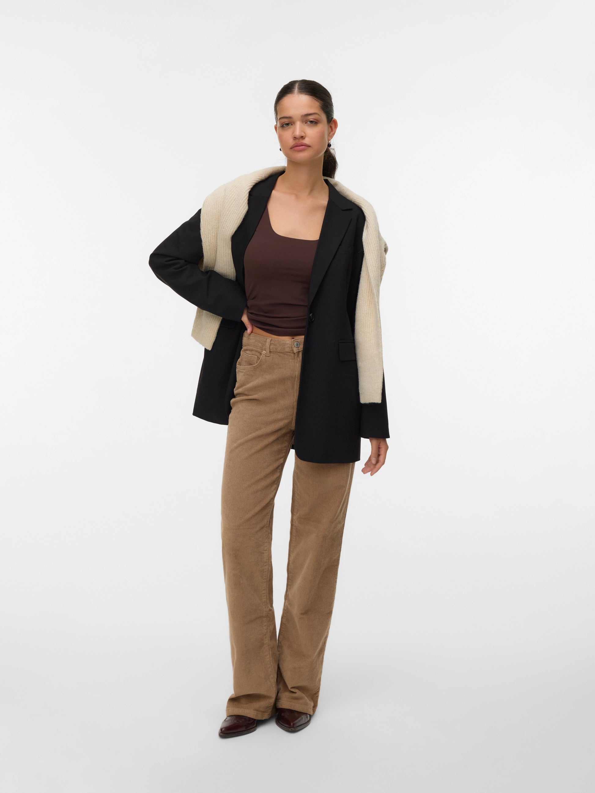 Vmtessa Hr Wide Corduroy Pants Ga Noos (Silver Mink)