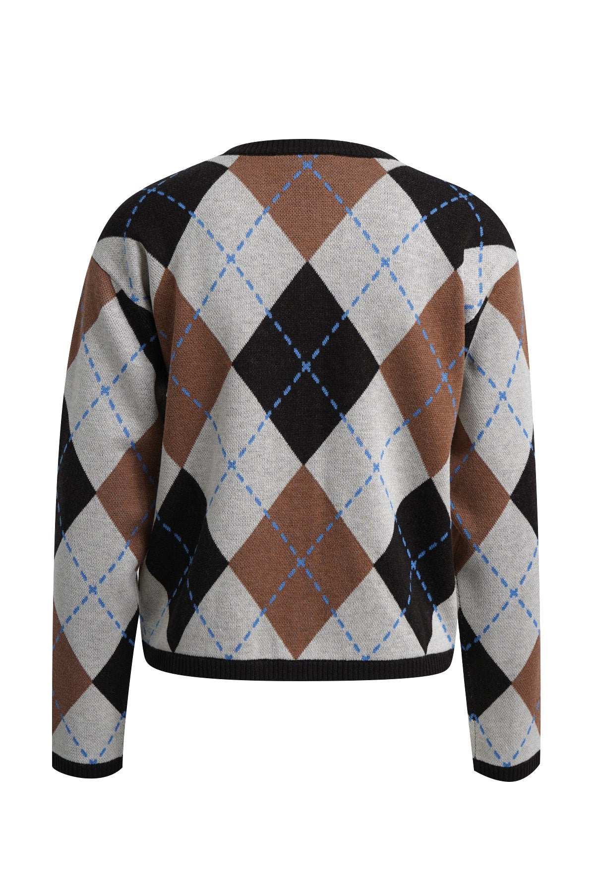 Argyle Button Cardigan (Sand Print)