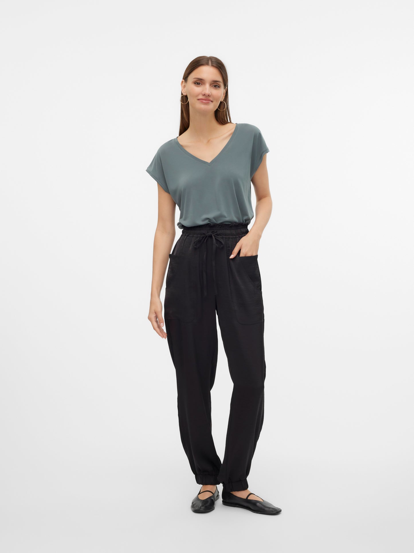 Vmfilli Ss V-neck Tee Noos (Balsam Green)