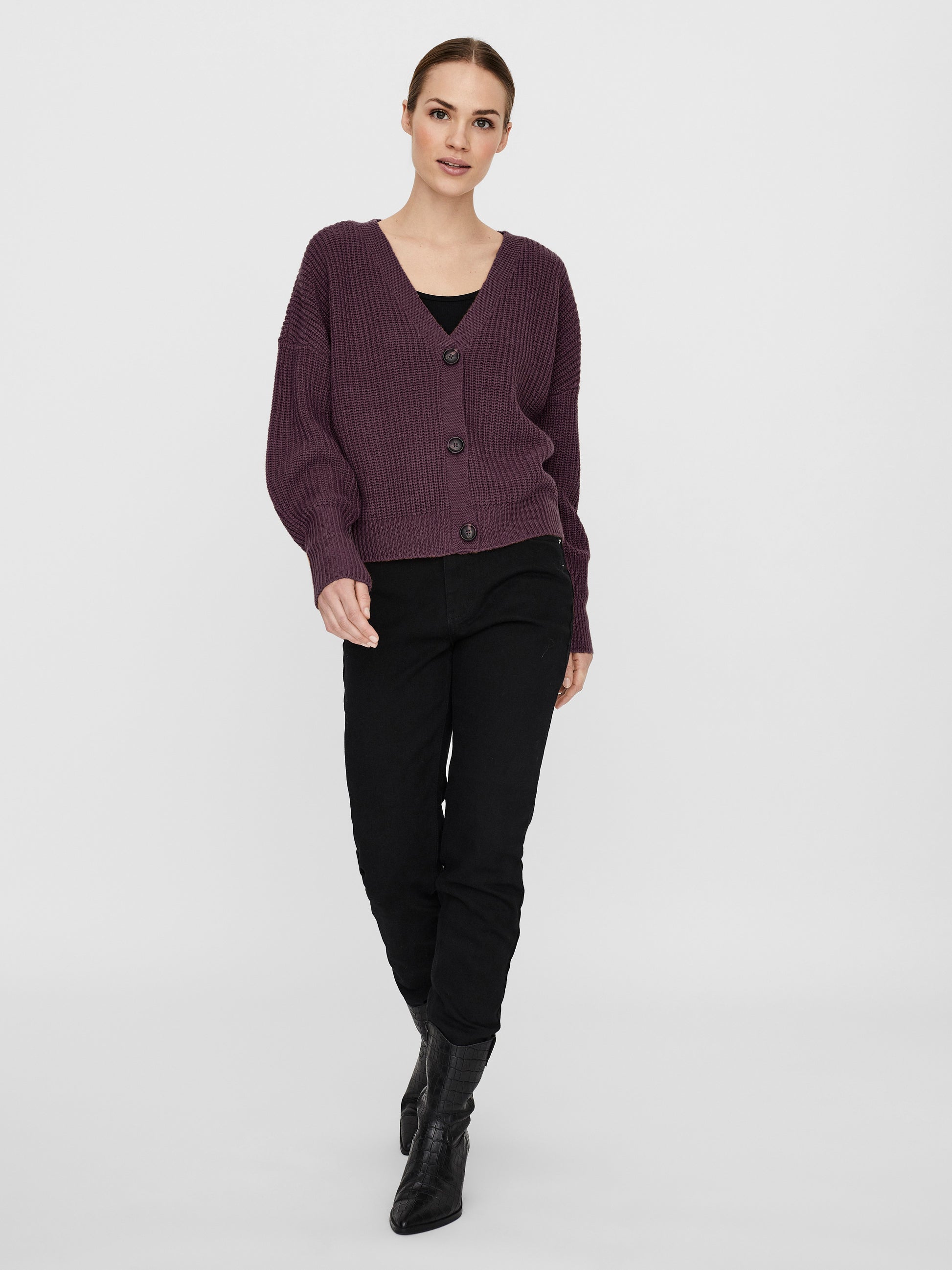 Vmlea Ls V-neck Cuff Cardigan Noos (Winetasting)