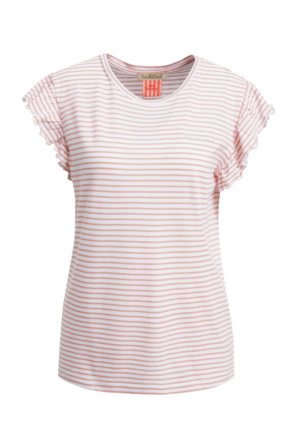 Relaxed T-Shirt Cap Sleeves Striped (Peach)