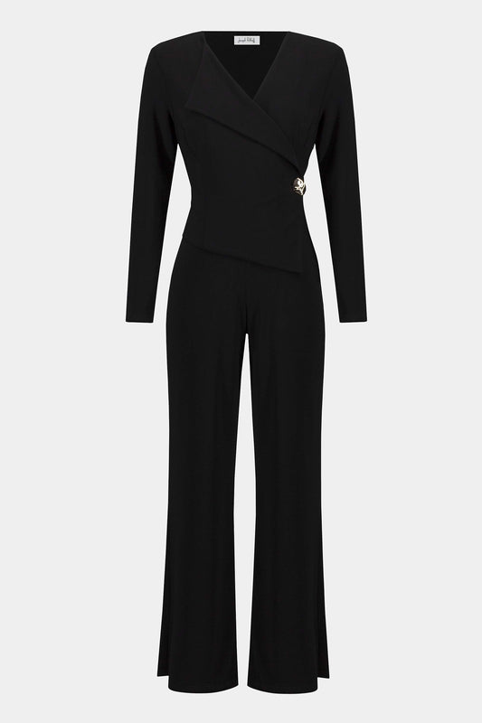 Jumpsuit aus feinem Jersey mit weitem Hosenbein (Schwarz)