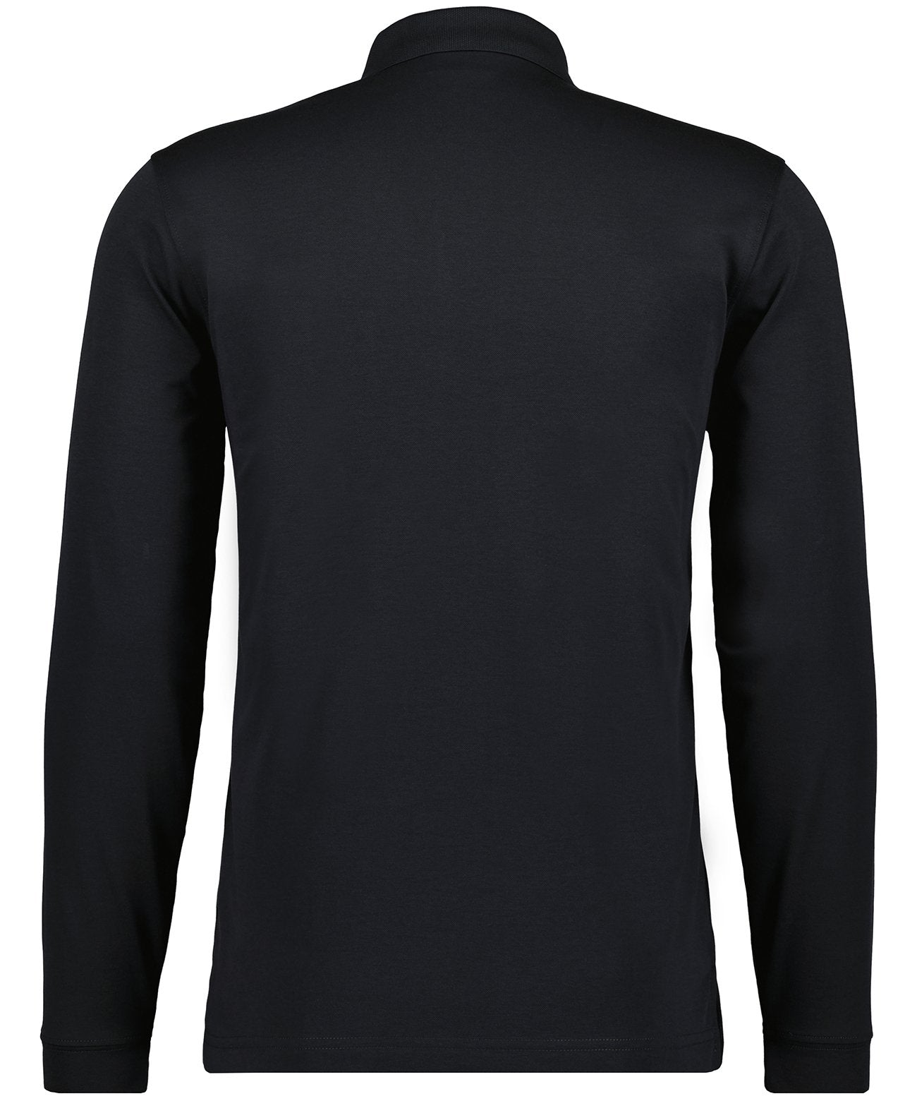 Softknit-Polo mit Brusttasche, Langarm (Schwarz)