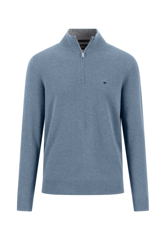 Troyer-Zip, Merino Cashmere (Air Blue)