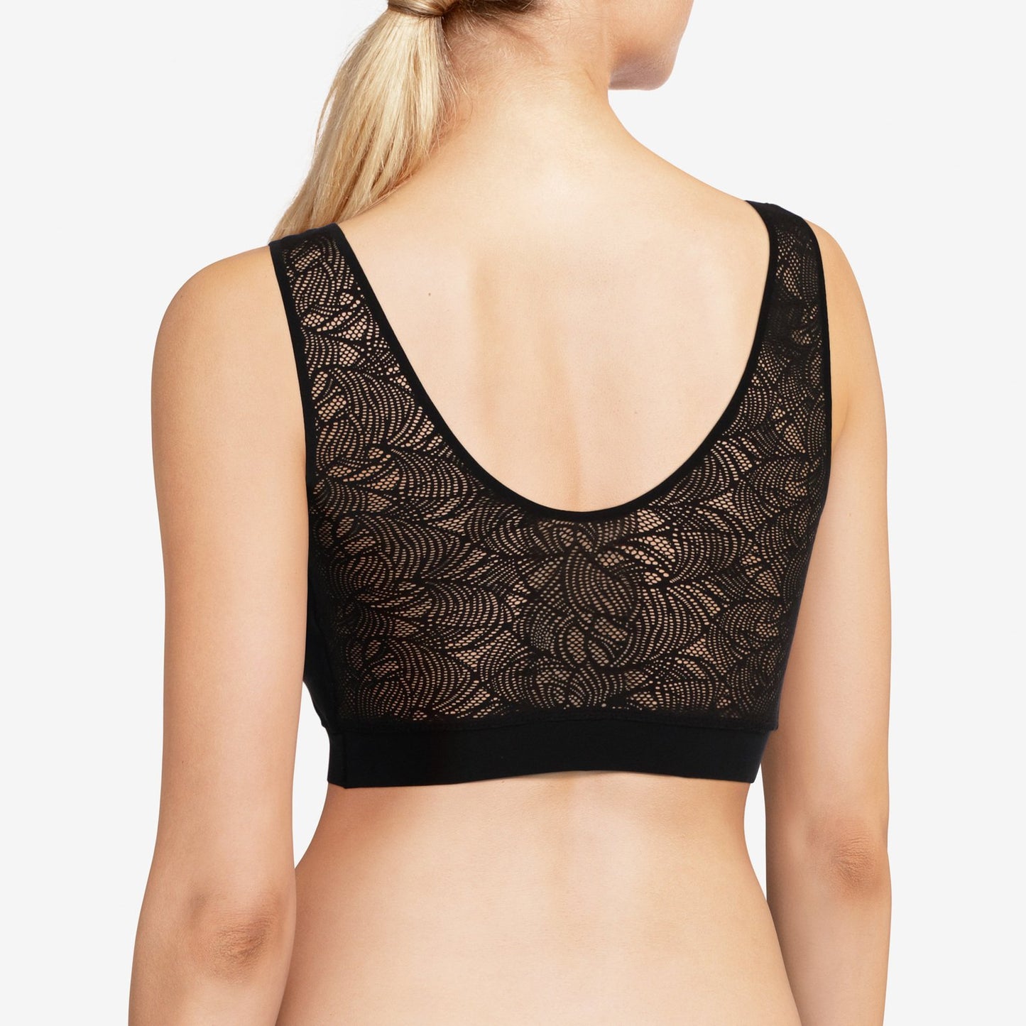SOFTSTRETCH Bustier mit Soft Cups, V-Ausschnitt und Spitze (Schwarz)