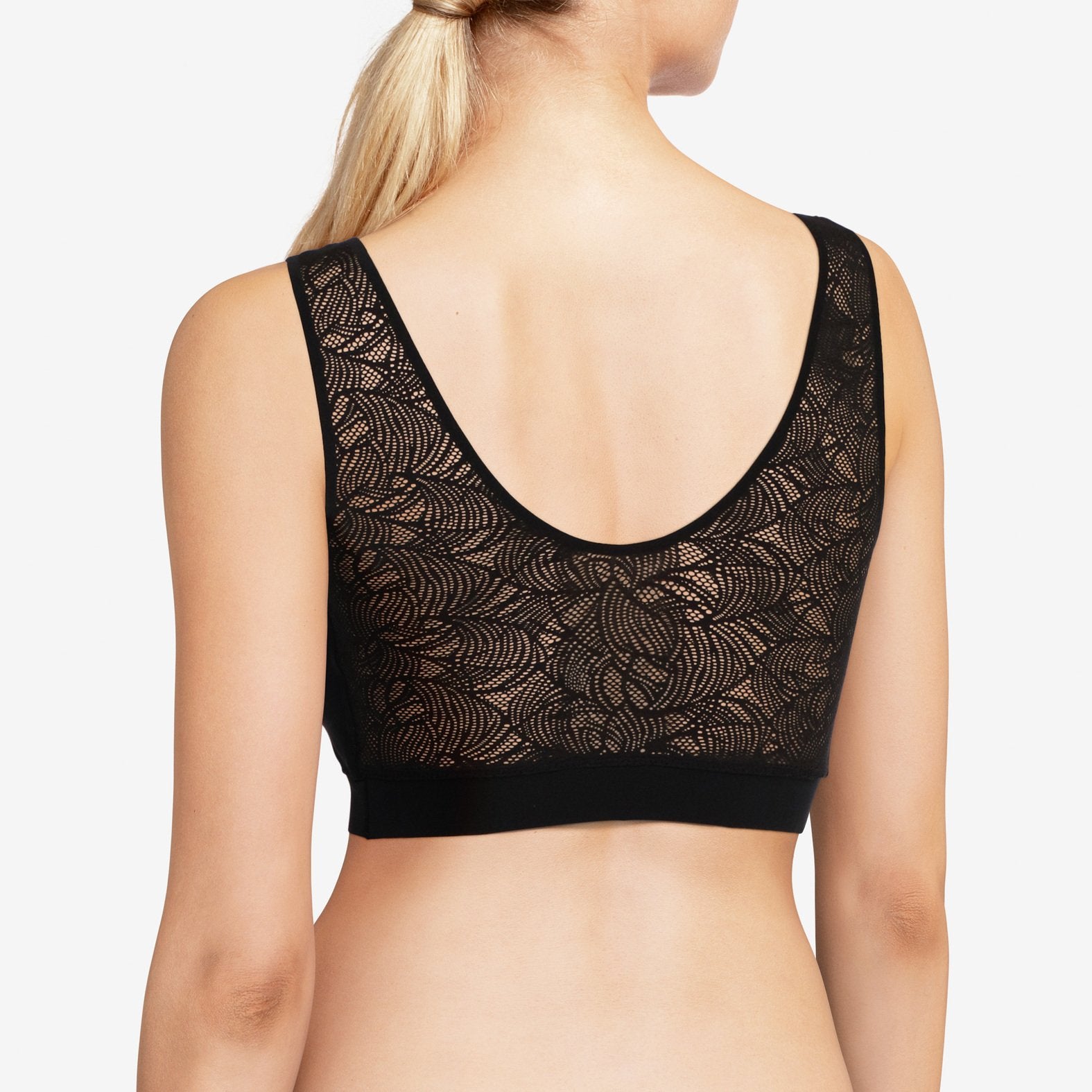 SOFTSTRETCH Bustier mit Soft Cups, V-Ausschnitt und Spitze (Schwarz)