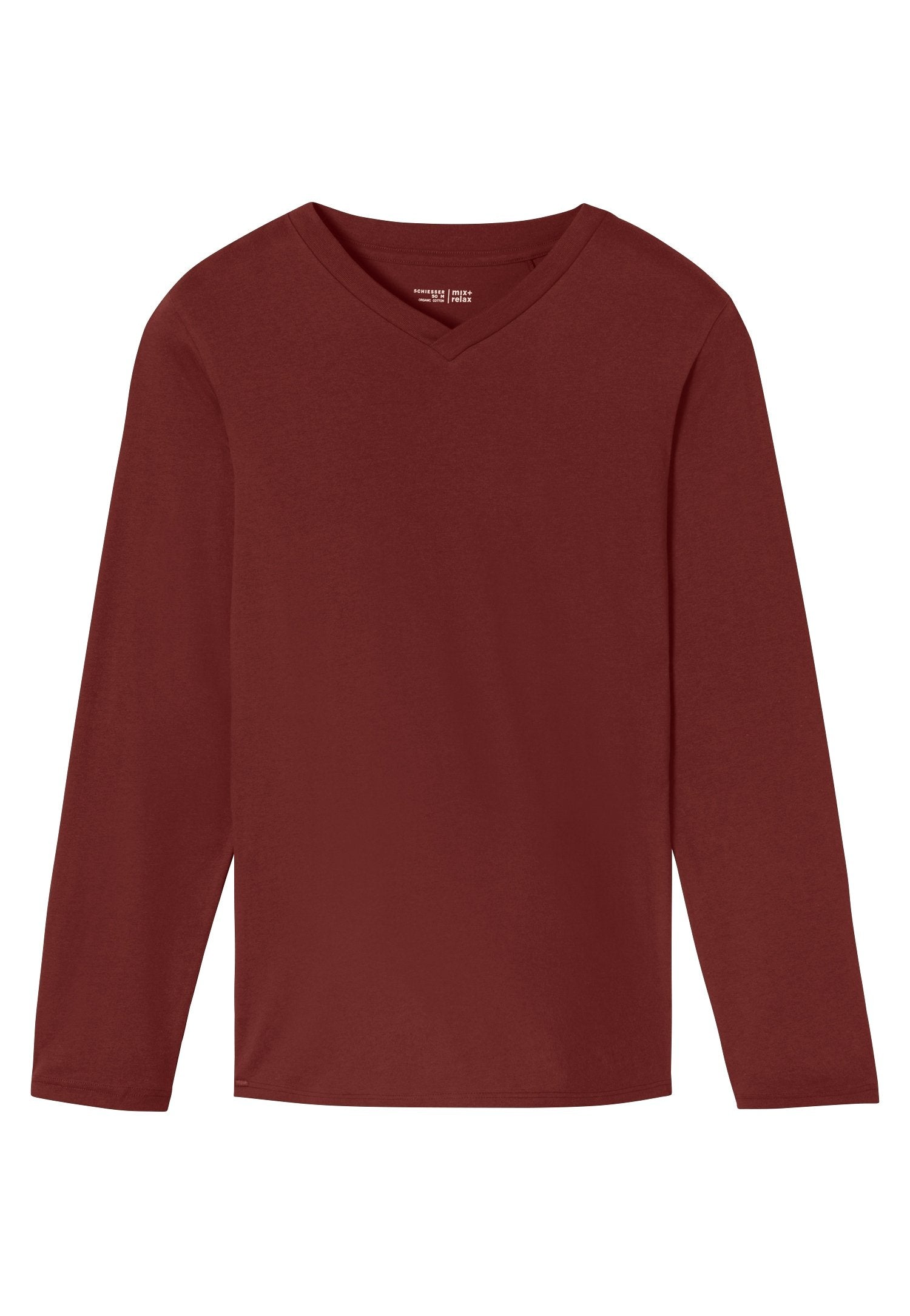 Langarmshirt V-Ausschnitt (Burgund)