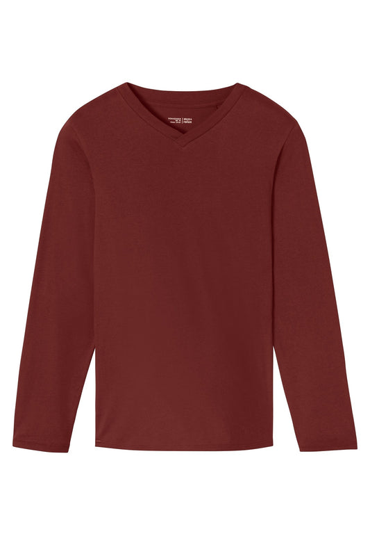 Langarmshirt V-Ausschnitt (Burgund)