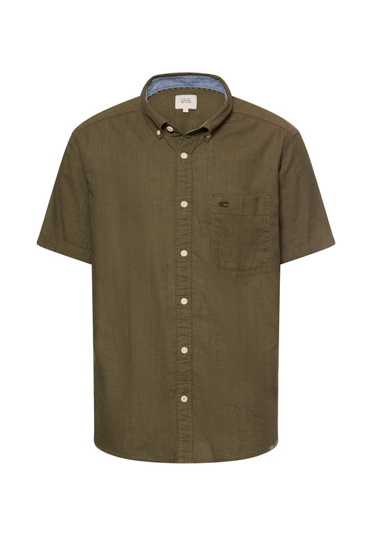 Kurzarmhemd mit Kontrastdetails (Deep Olive)