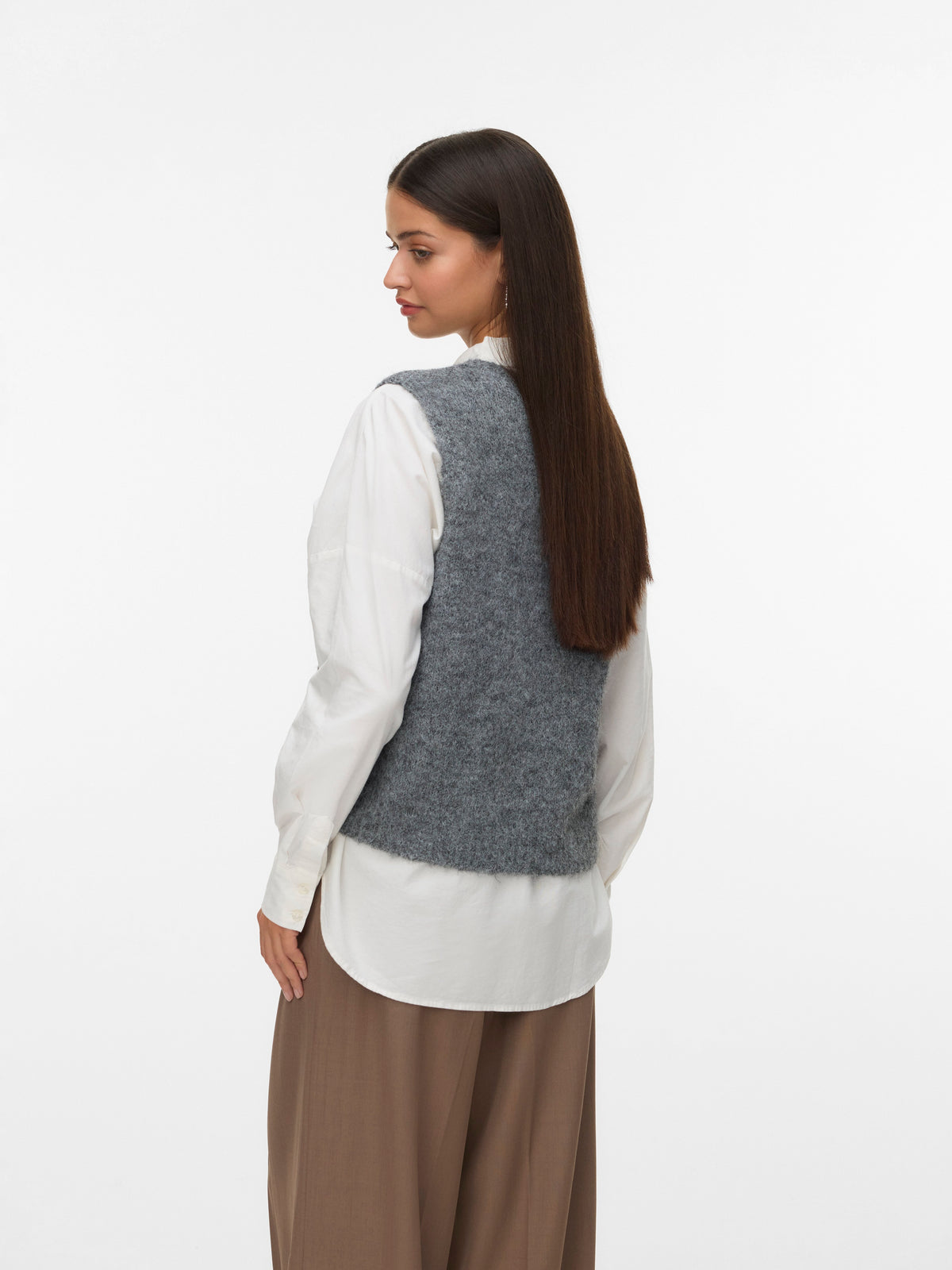 Vmnovah Sl O-neck Button Vest Noos (Dark Grey Mel)