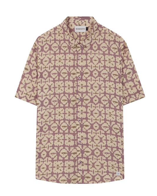 tile print viscose shirt