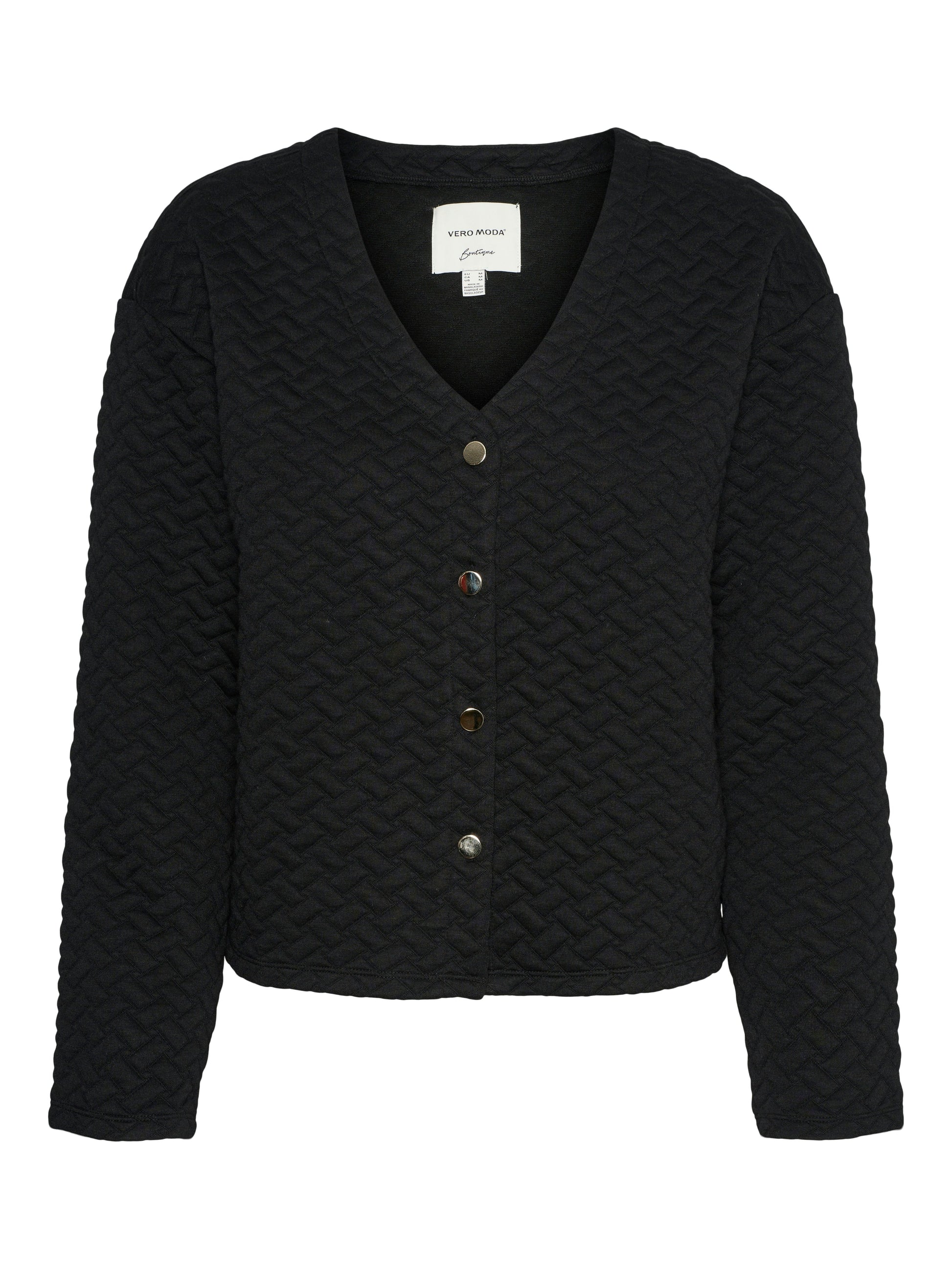 Vmvinnie L/s Quilted Cardigan Jrs Btq Ga (Black)