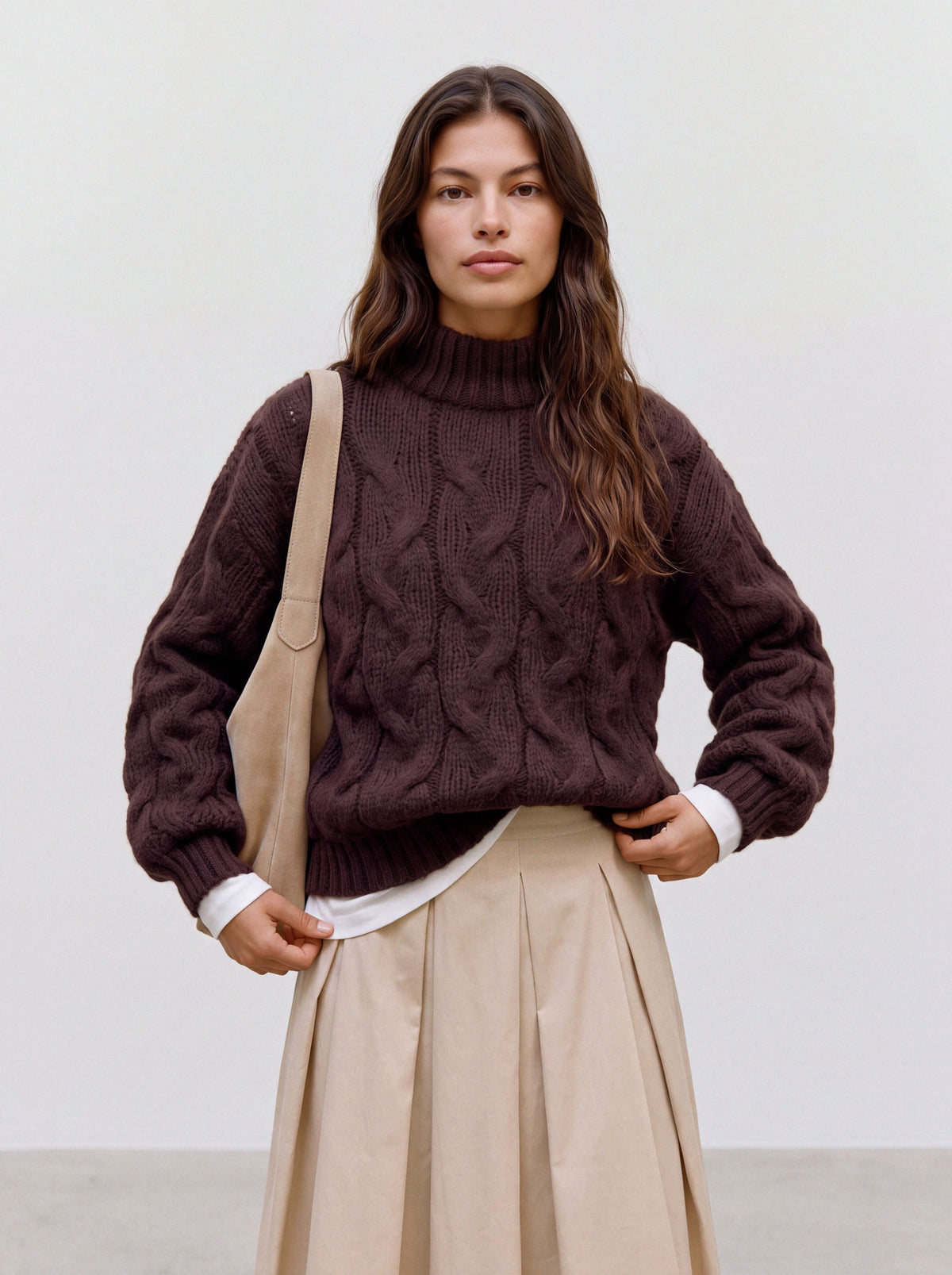 Vmmaybe Ls High Neck Cable Pullover Noos (Chocolate Tor)